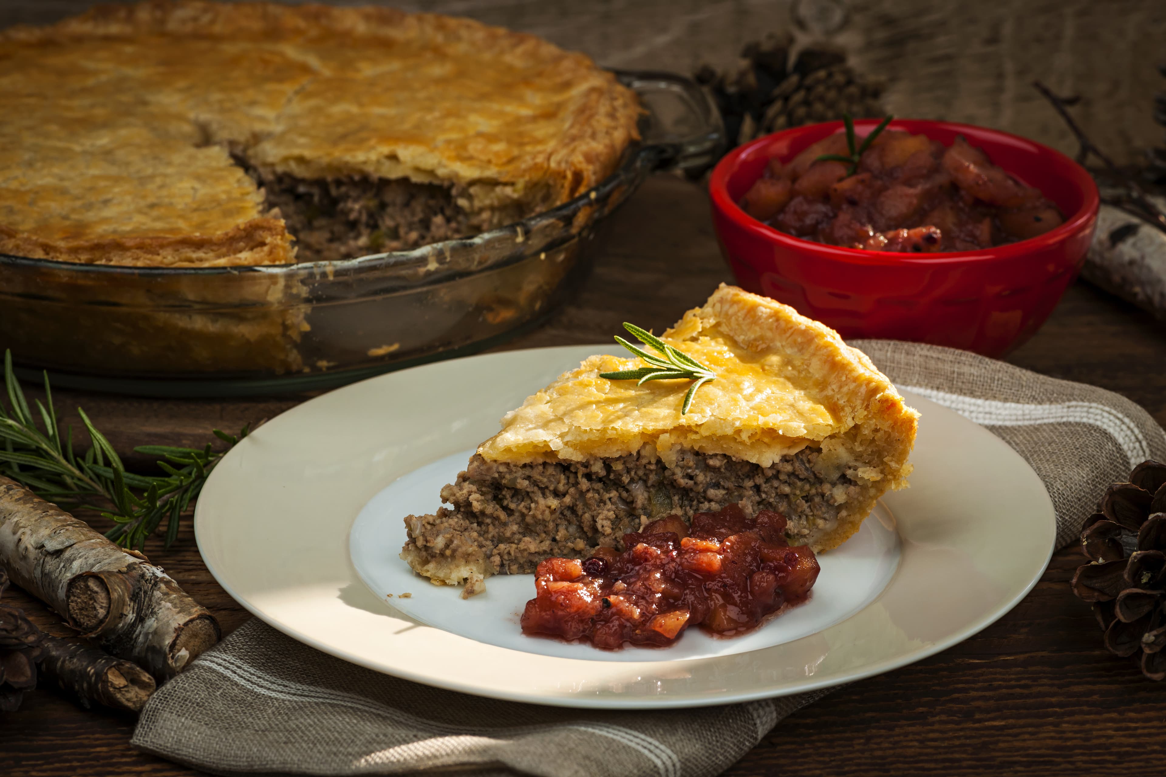Slice of meat pie Tourtiere