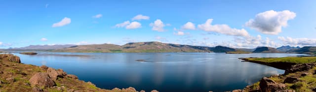 Calm lake in iceland landscape