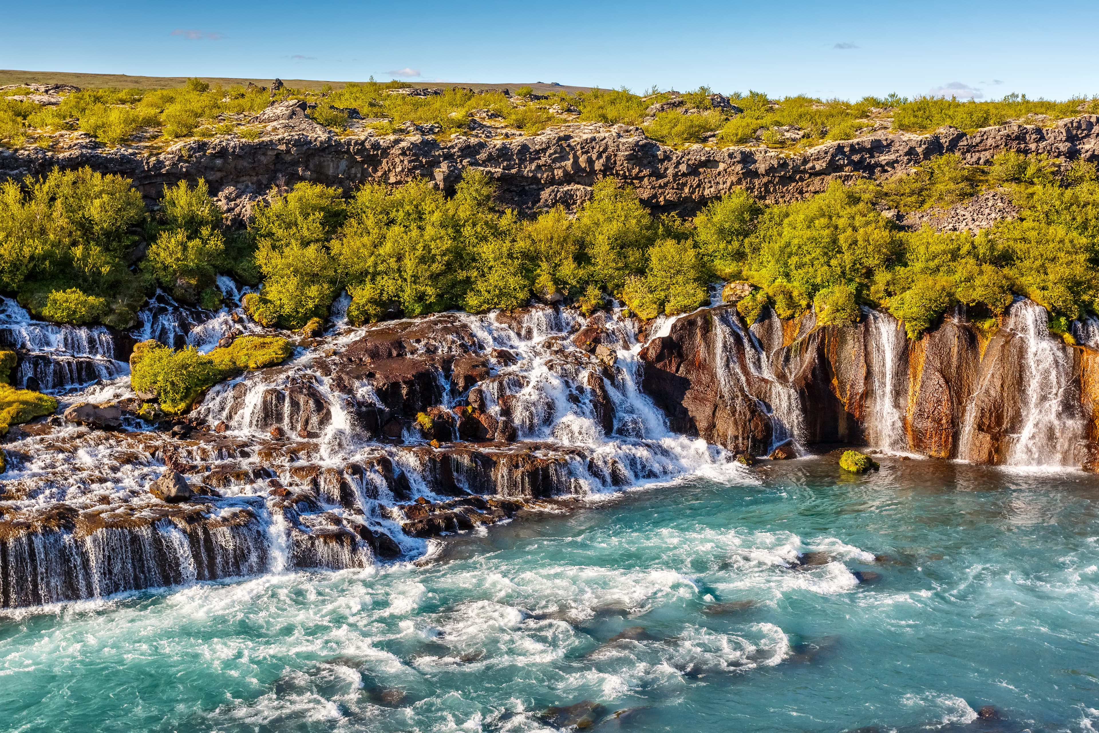 Hraunfossar-waterfall-summer