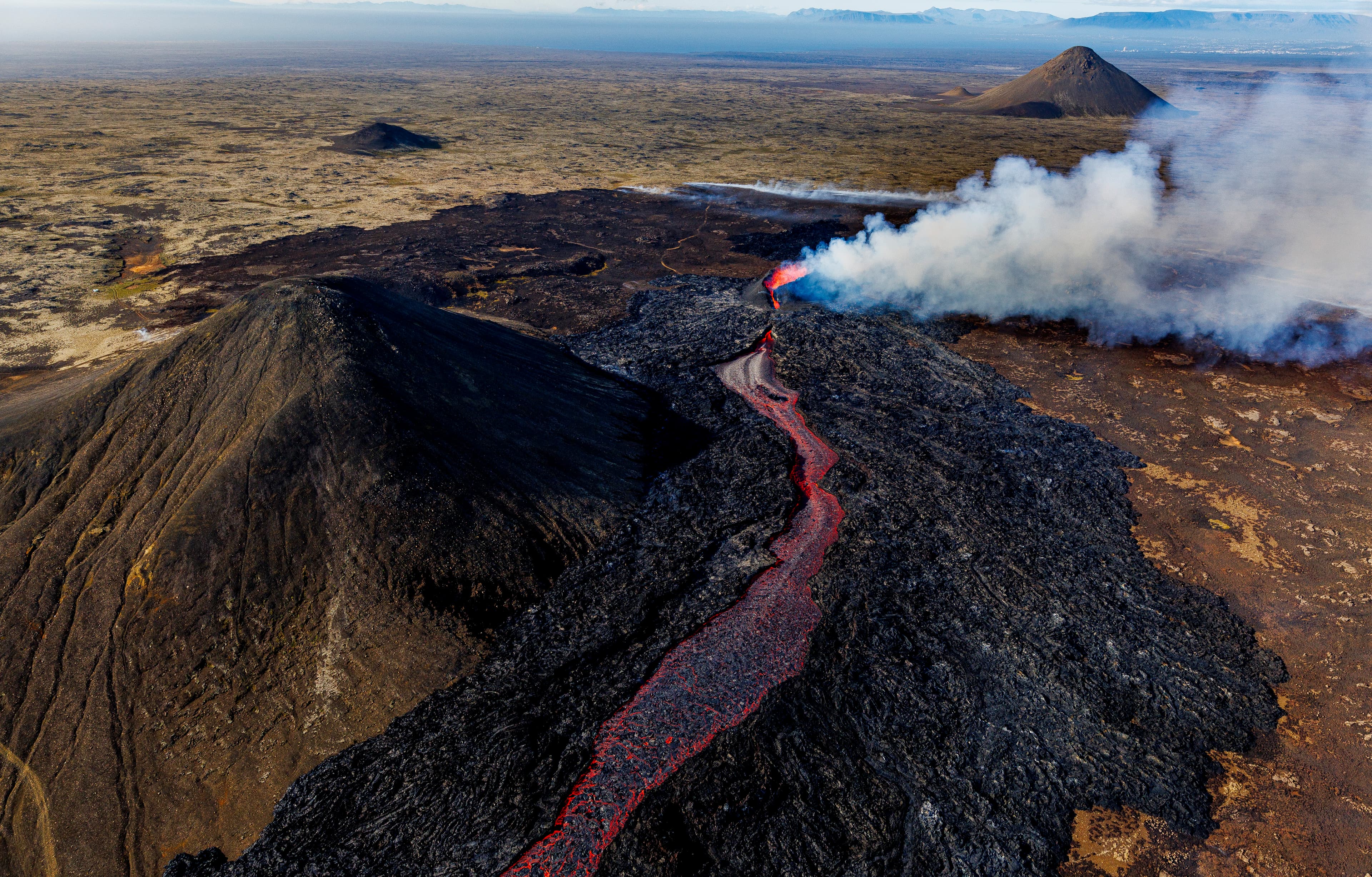Volcano-eruption-aerial-view