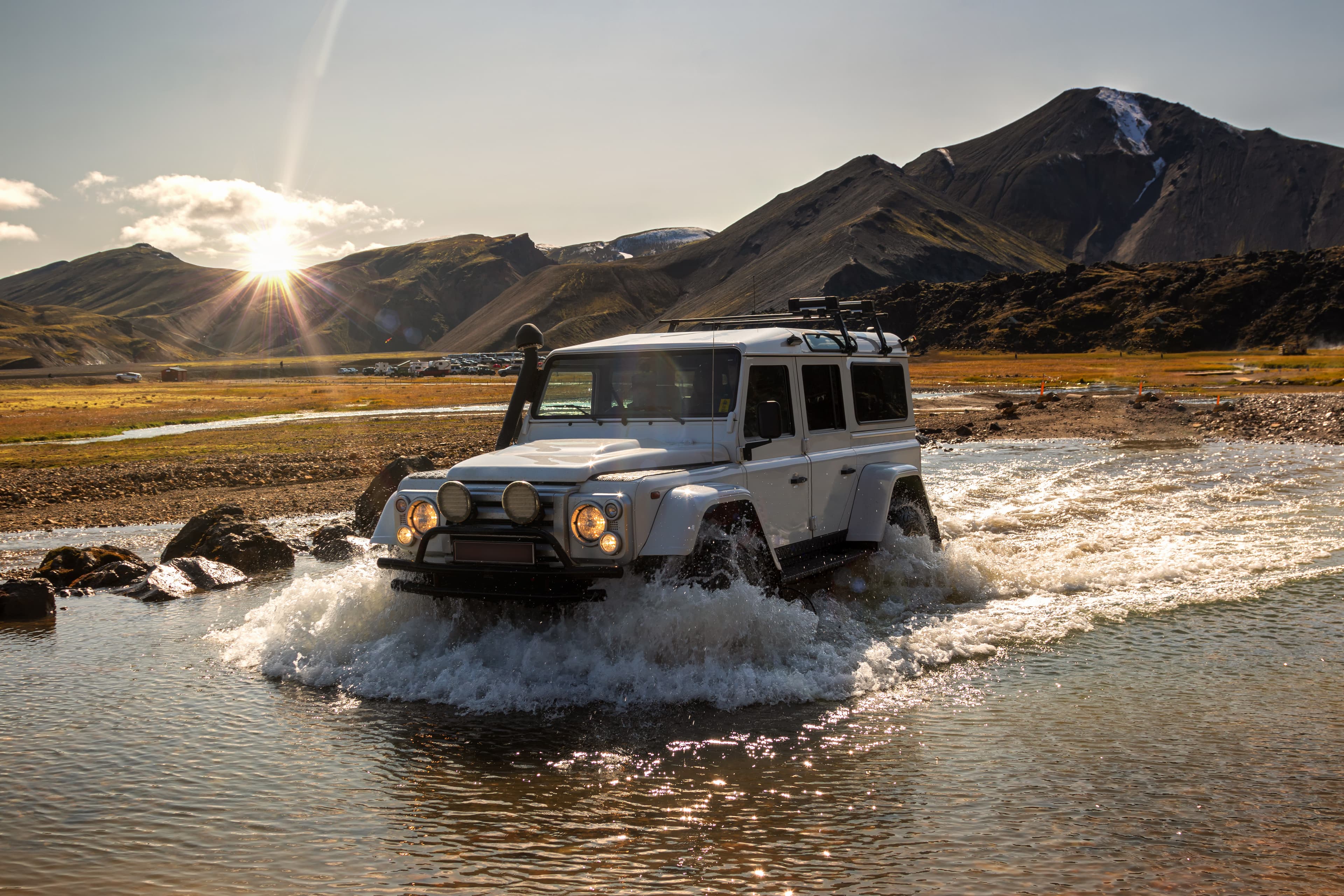 car crosses river