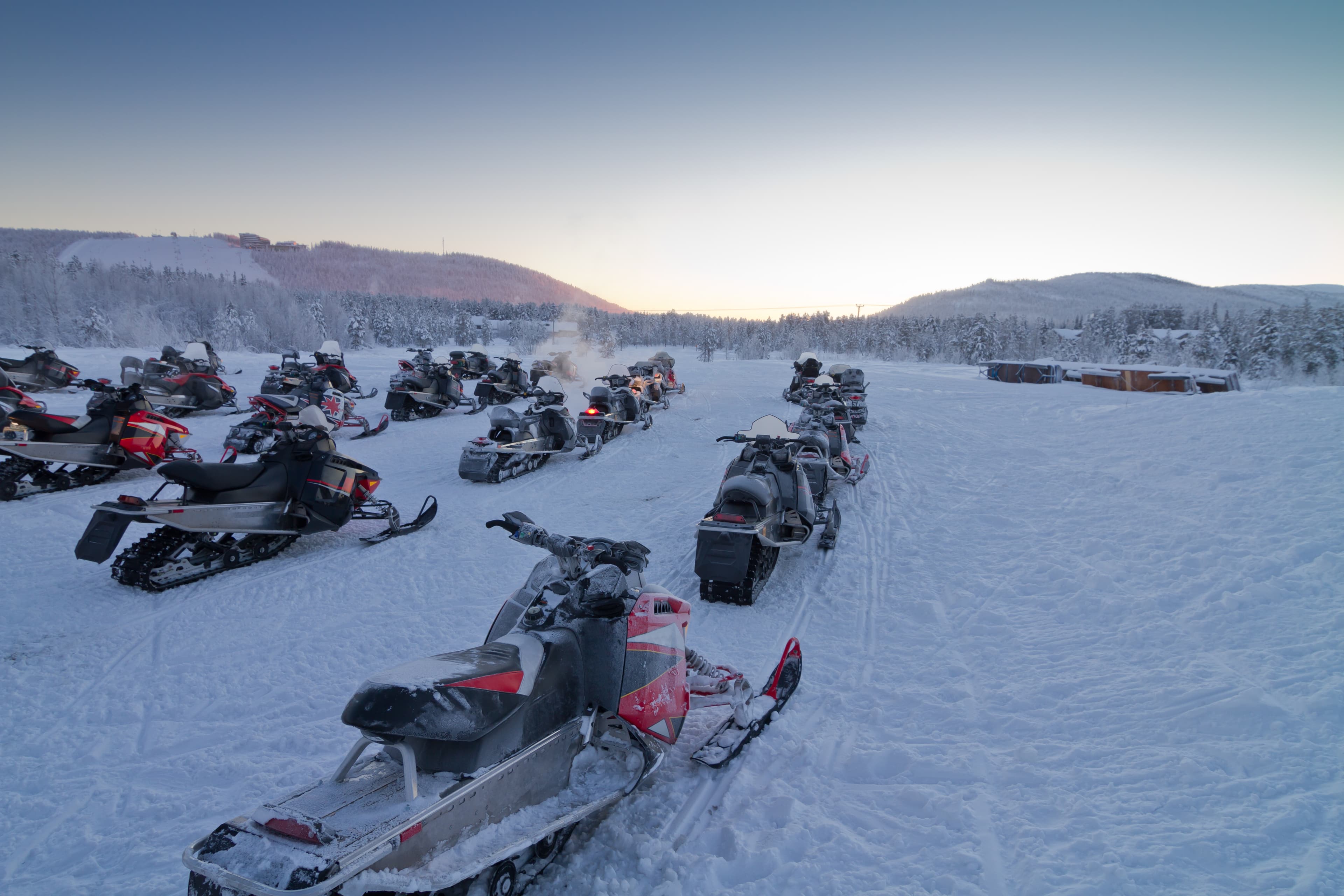 Group of snowmobiles