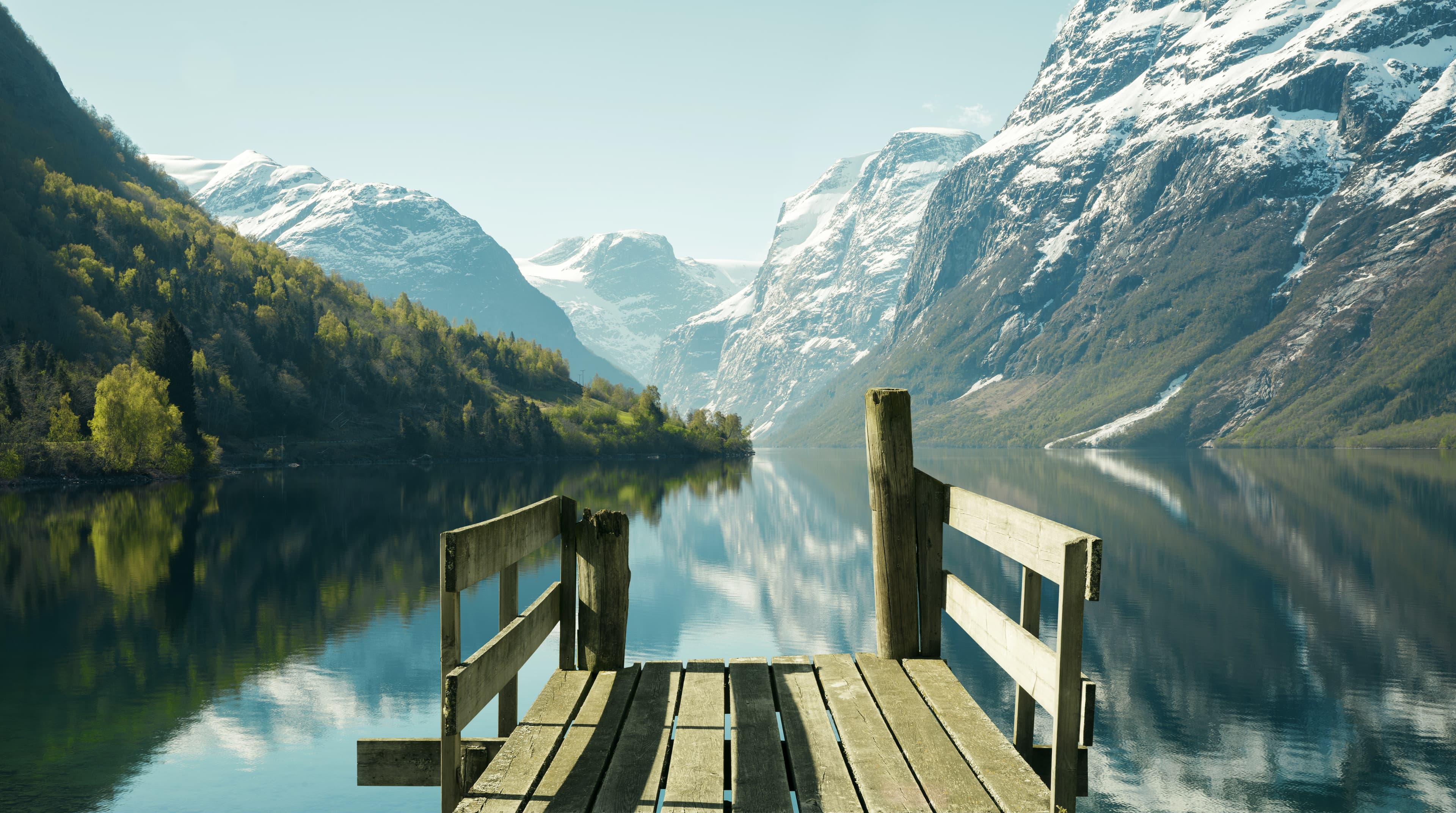 Norwegian fjord landscape in spring