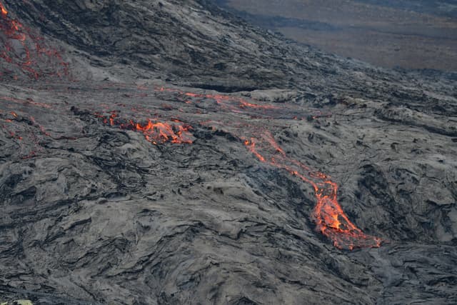 Volcano-eruption-lava-river