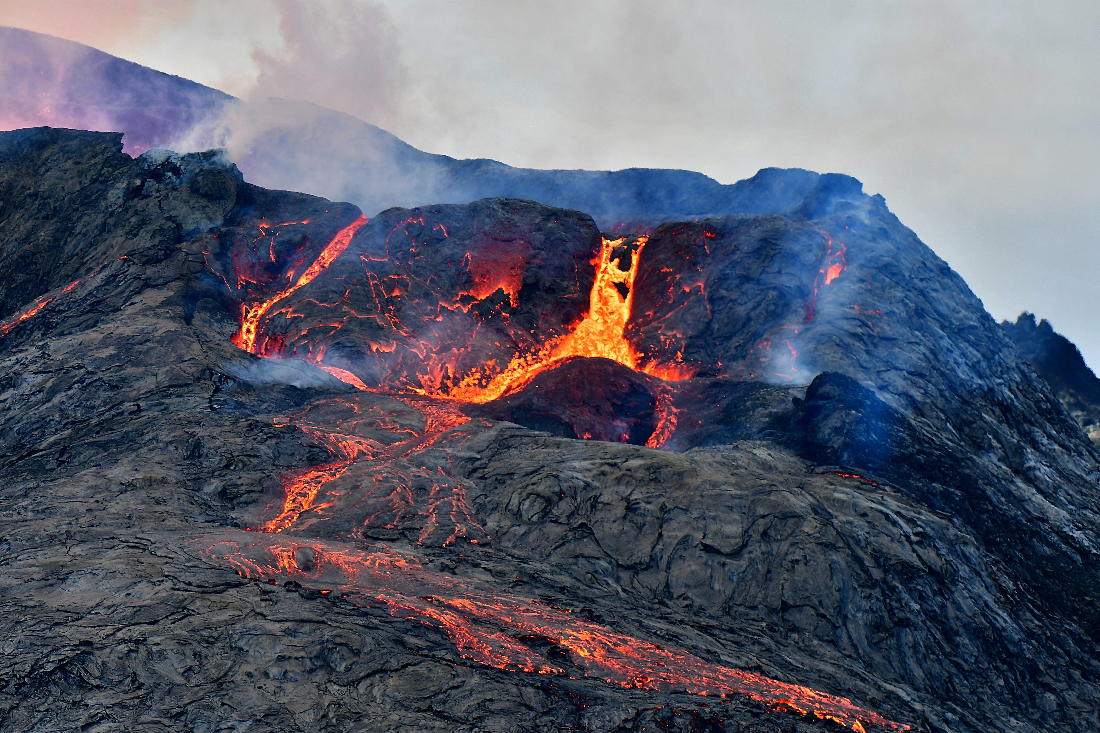 Volcano-eruption-lava-flows