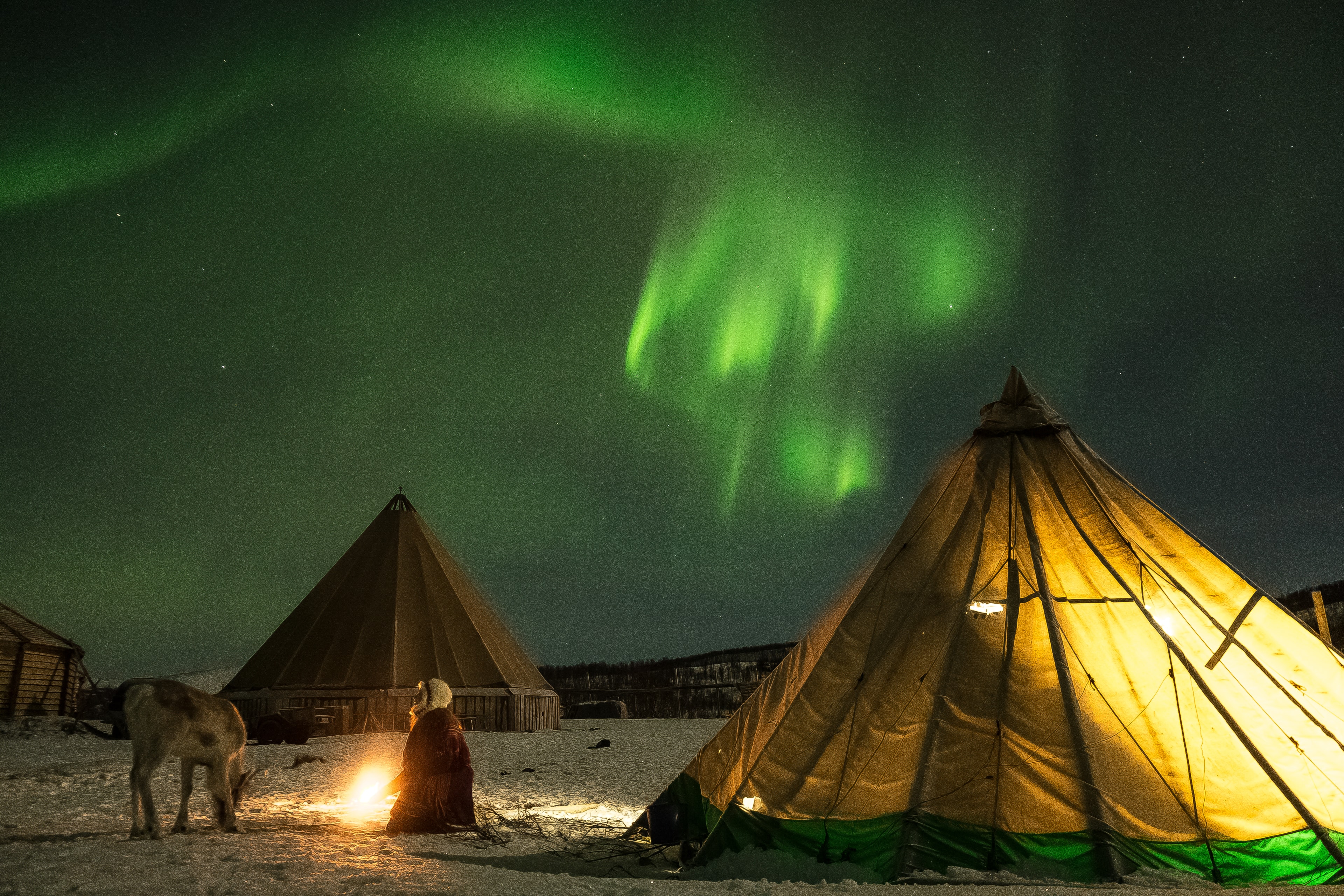 Auroras-above-the-campsite-in-Norway