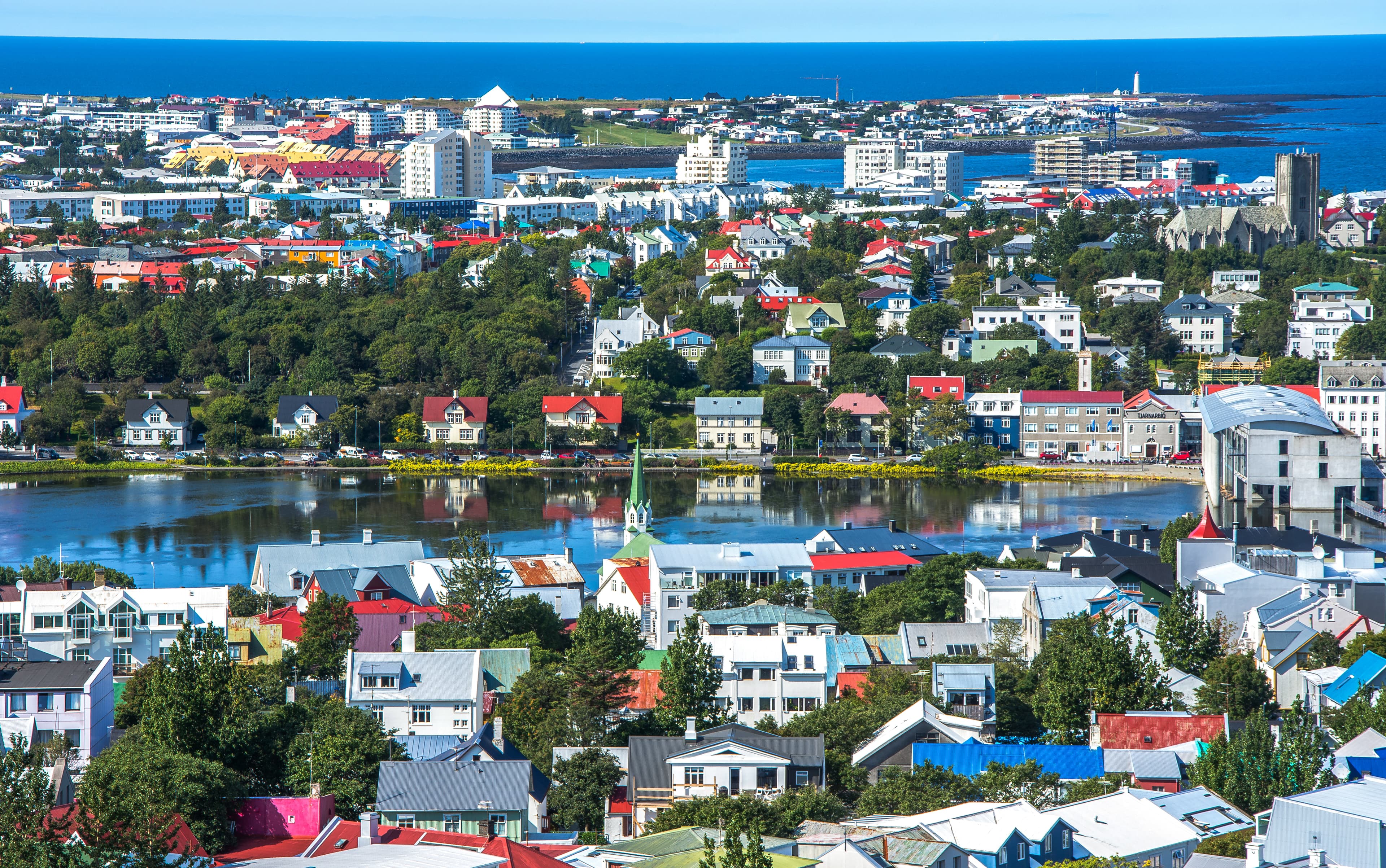 Scenery view of Reykjavik the capital city of Iceland in late summerseason. Scenery view of Reykjavik the capital city of Iceland in summer season.
