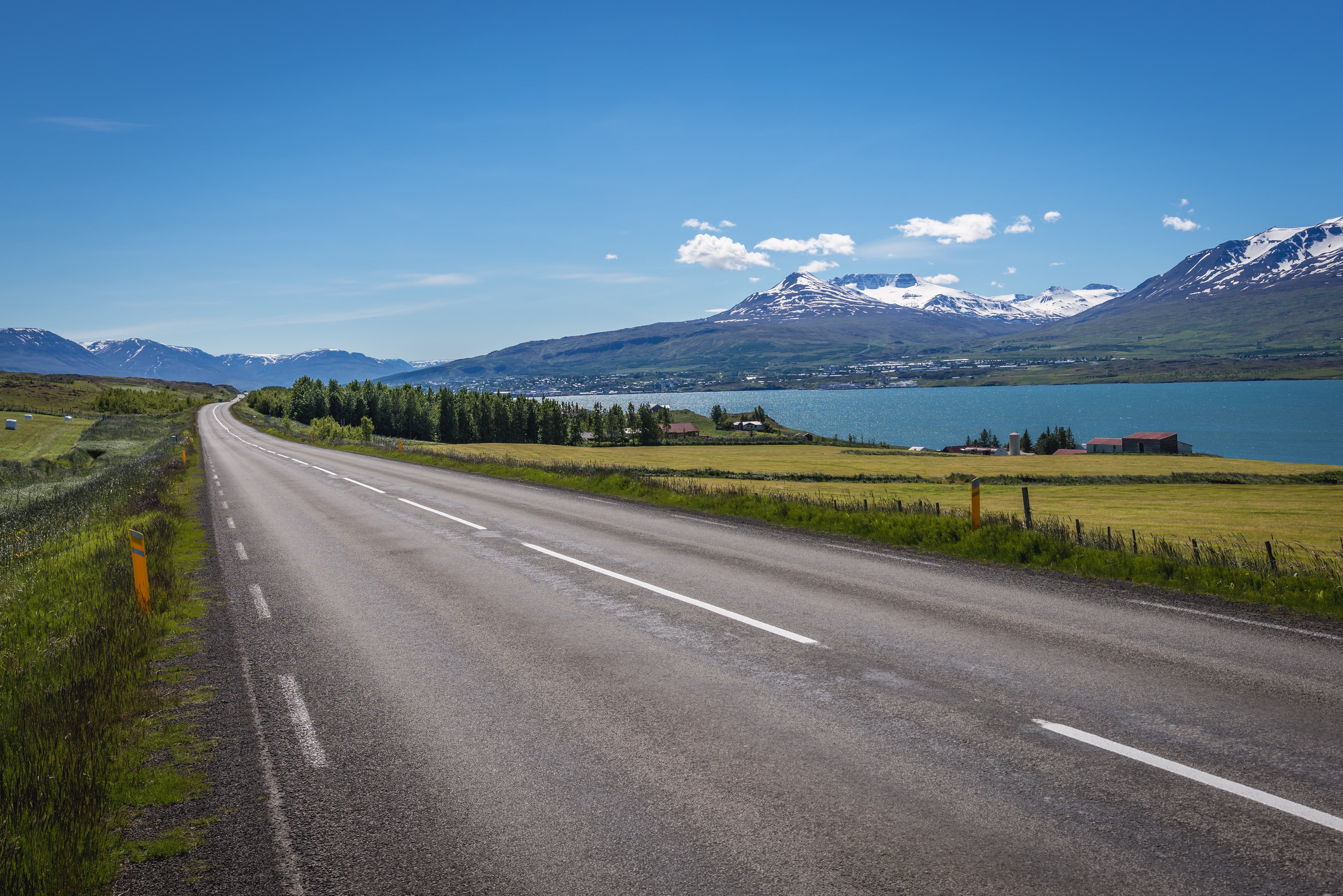 Grenivikurvegur road near the Akureyri city in the north part of Iceland Grenivikurvegur road near the Akureyri city in the north part of Iceland