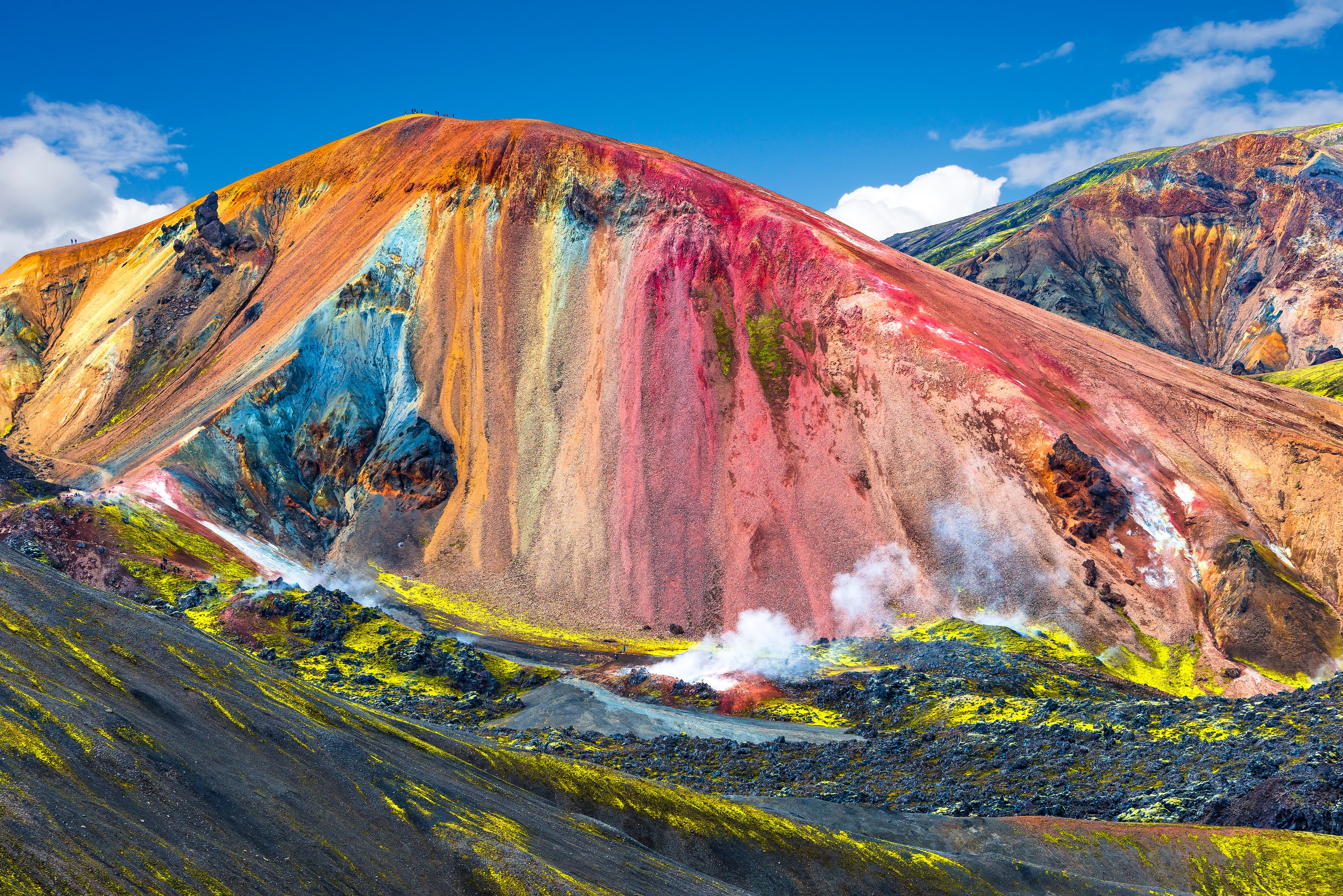 Beautiful colorful volcanic mountains Landmannalaugar in Iceland, summer time colorful-volcanic-mountains-landmannalaugar in Iceland