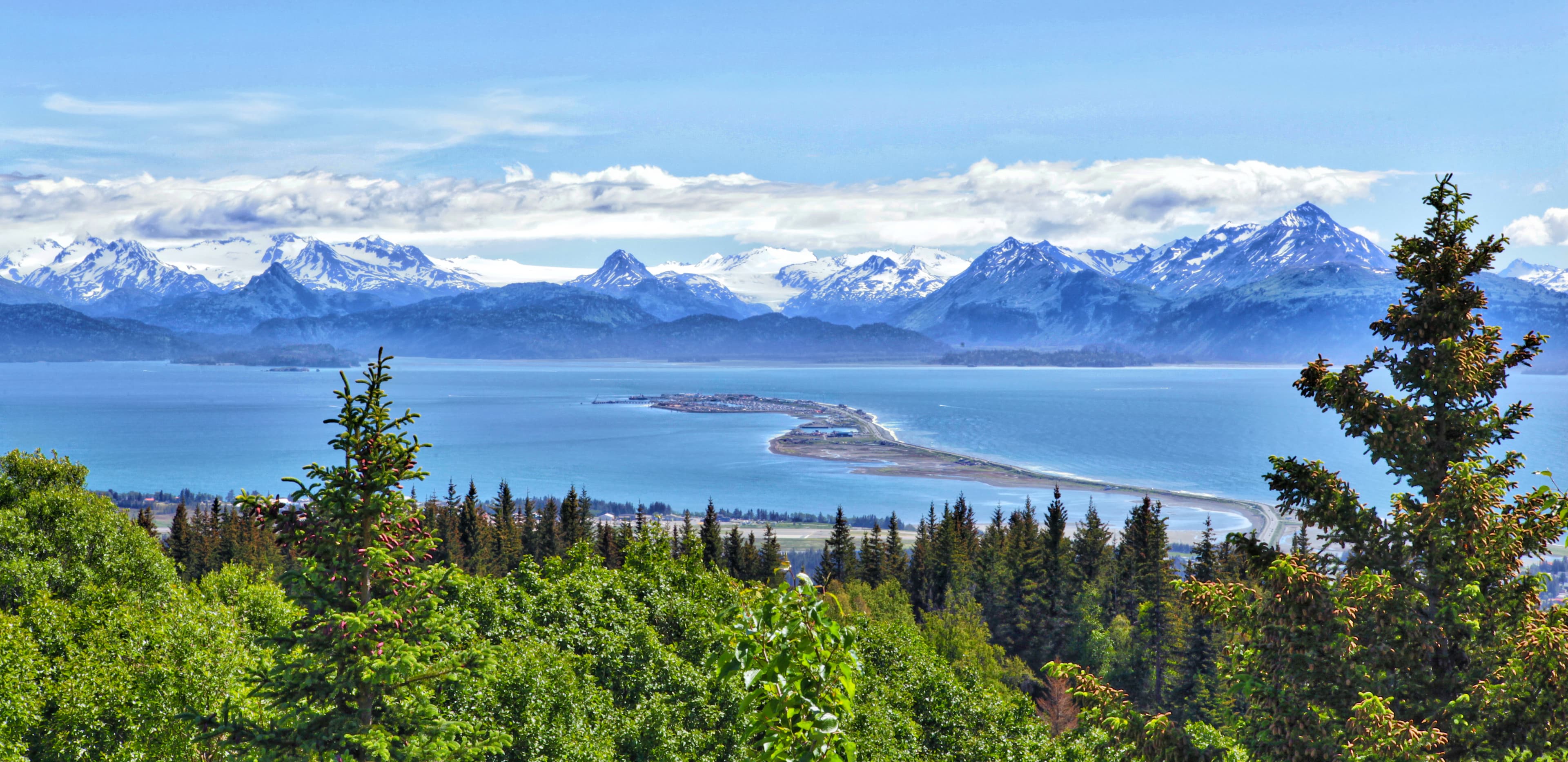 Alaskan mountain and bay, Homer Spit, Kenai Peninsula