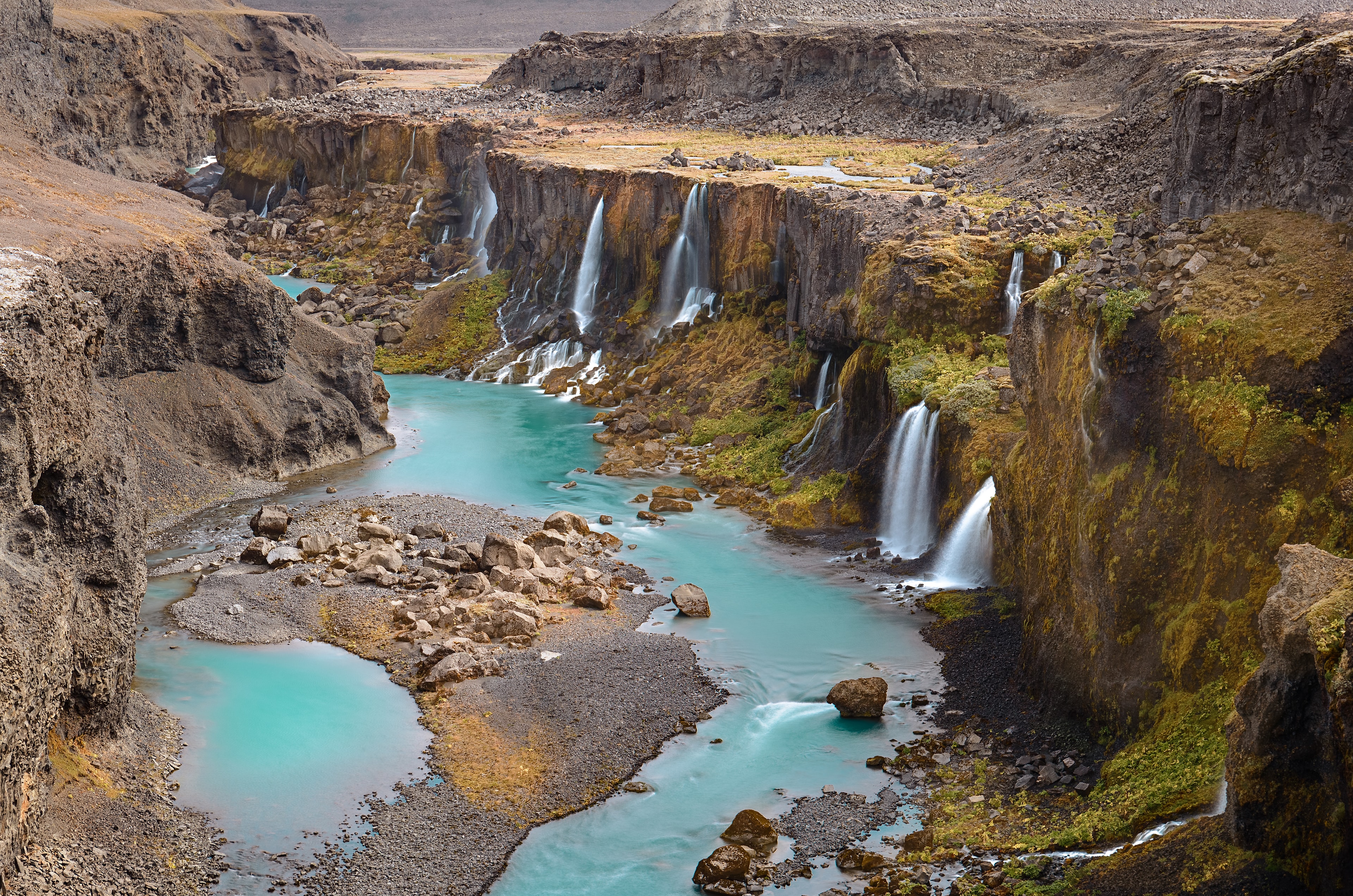 Sigoldugljufur, a Canyon with Waterfalls in Iceland Sigoldugljufur, a Canyon with Waterfalls in Iceland