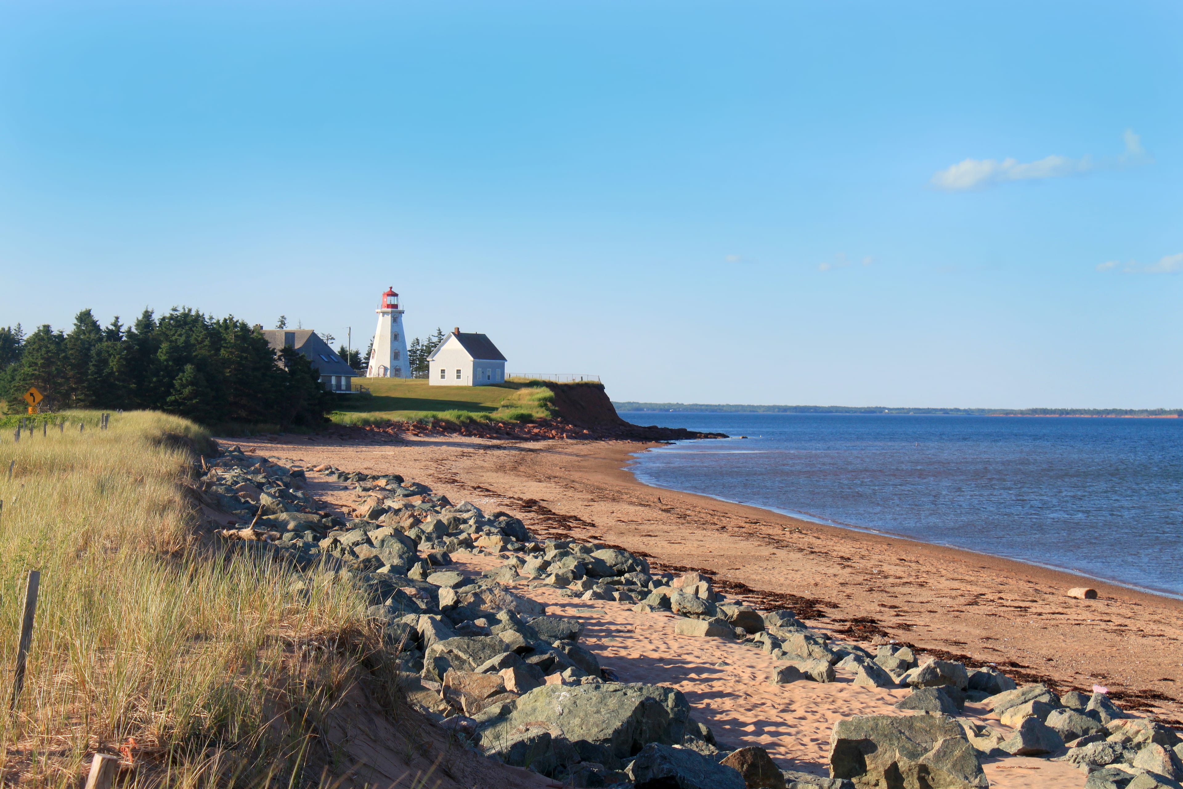 Panmure Island lighthouse in the Atlantic shore of Prince Edward Island, Canada Panmure Island lighthouse