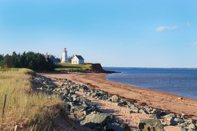 Panmure Island lighthouse in the Atlantic shore of Prince Edward Island, Canada Panmure Island lighthouse