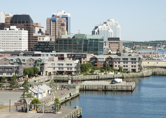 The view of Halifax city promenade with a downtown in a background (Nova Scotia, Canada). The Best of Halifax Tour with Peggy's Cove 2