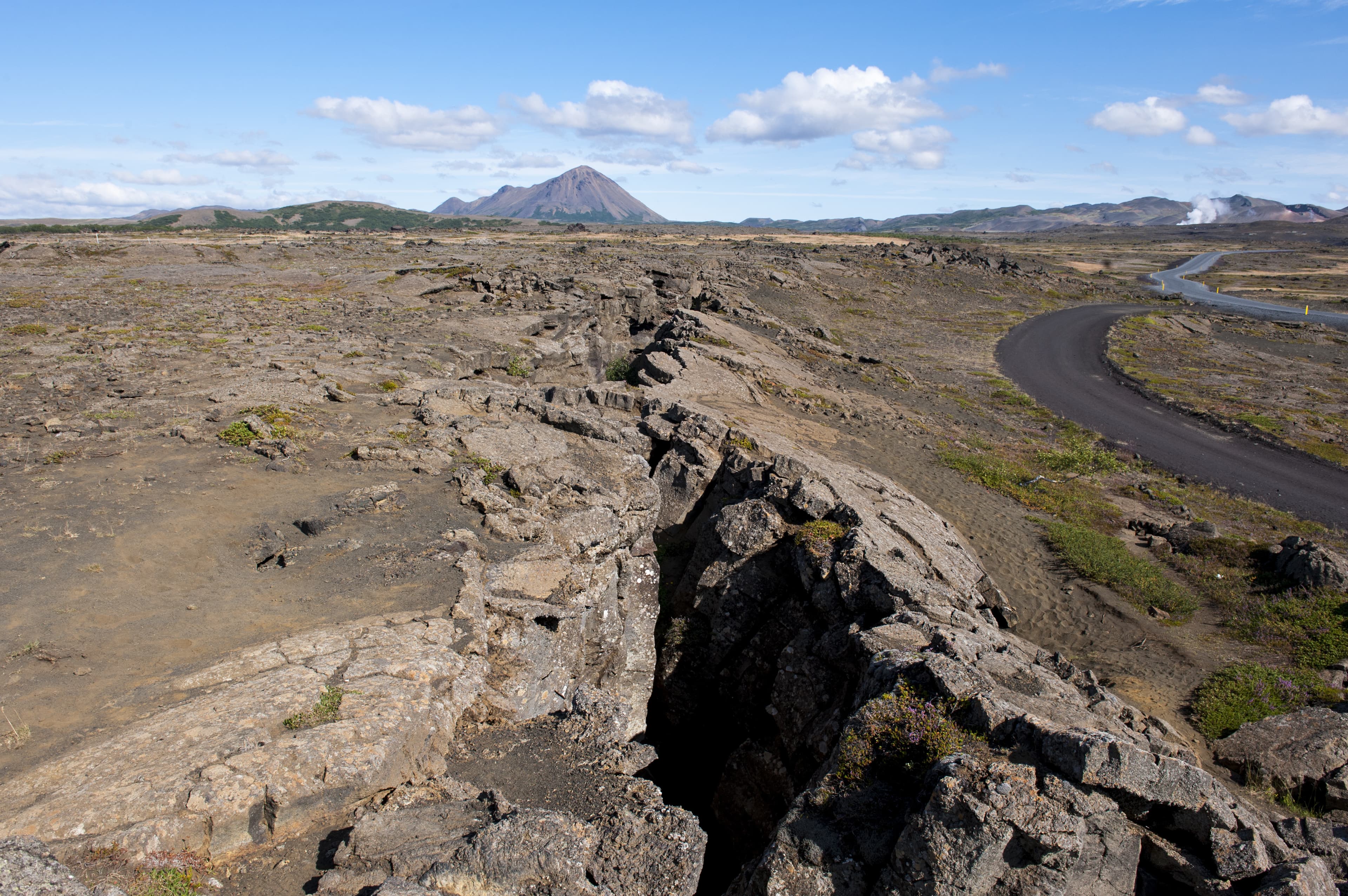 Volcano landscape, crack in the land, Northern Iceland
