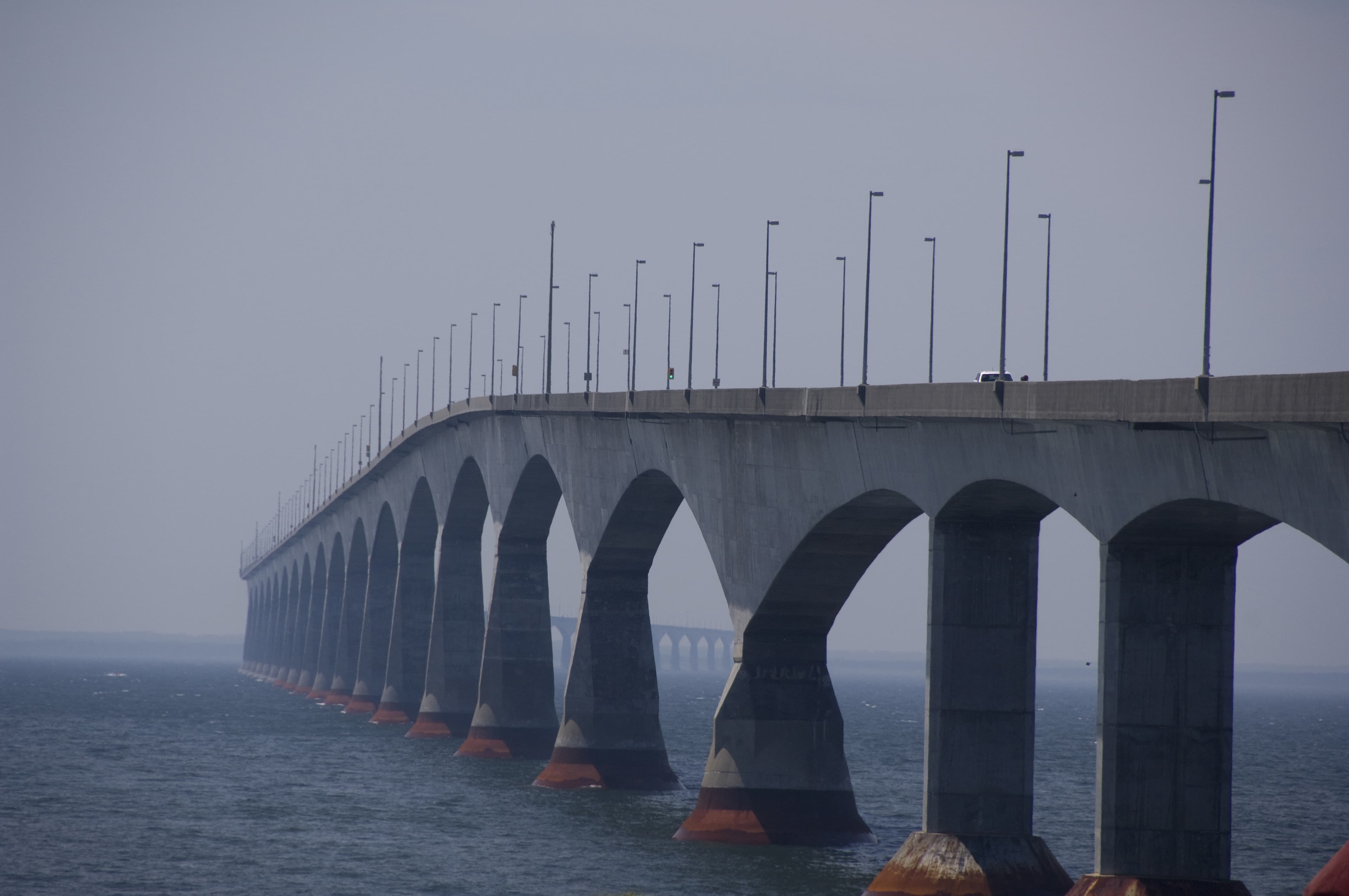 Canada, Prince Edward Island. Confederation Bridge over Northumberland Strait from New Brunswick to Prince Edward Island. View from PEI side. New Brunswick Region 10