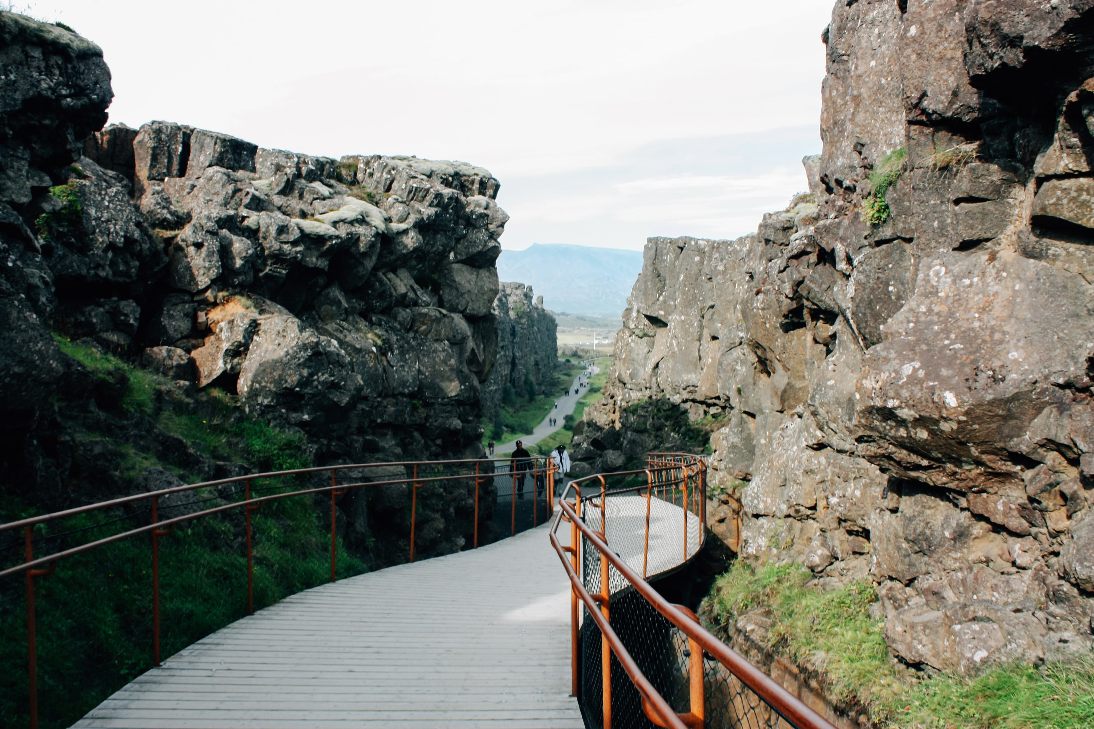 Icelandic landscape, an important historic site and a popular travel landmark Thingvellir park in Iceland, the fault of tectonic plates