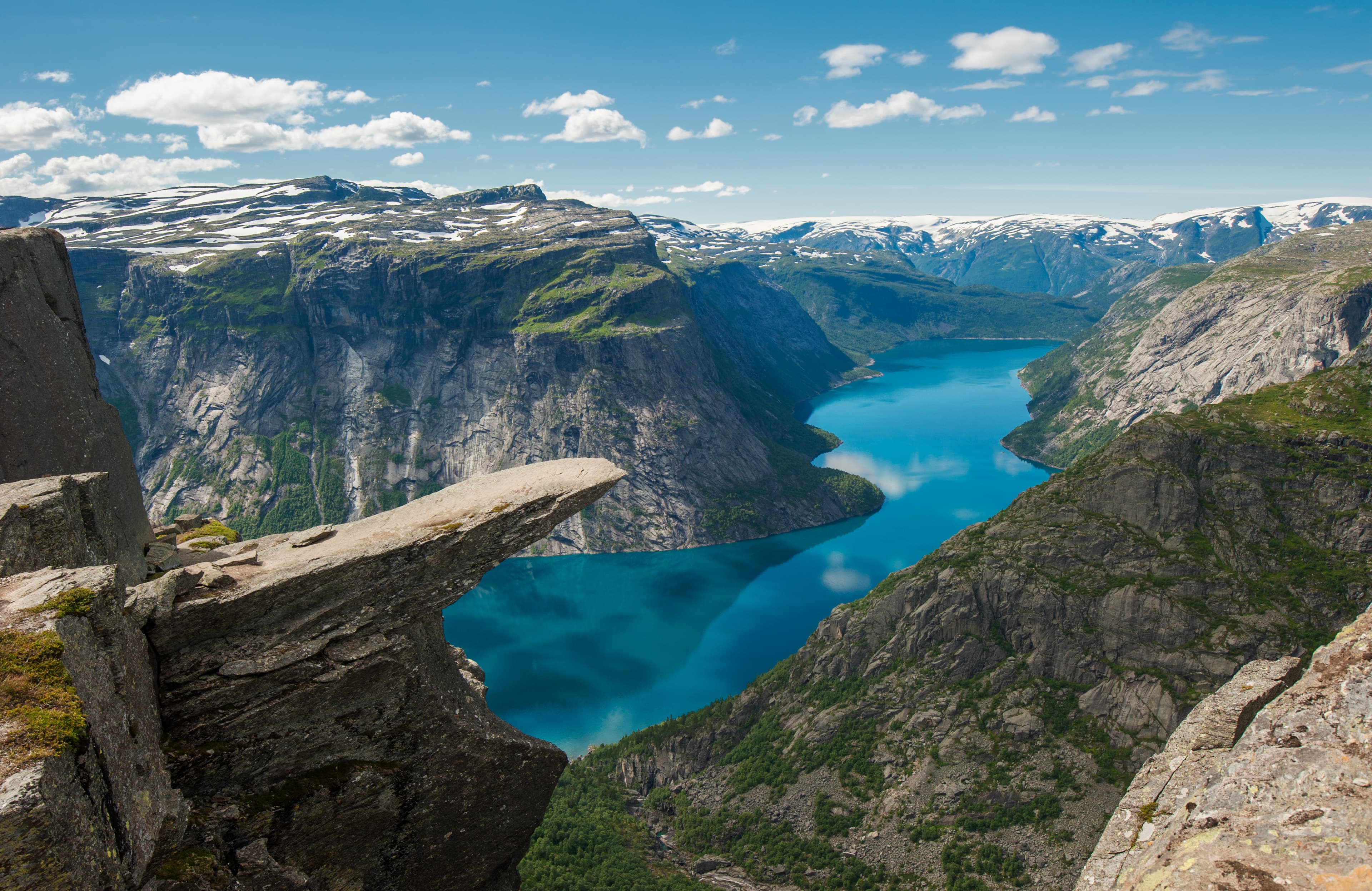 Trolltunga, Troll's tongue rock above lake Ringedalsvatnet, Norway Trolltunga, Troll's tongue rock, Norway