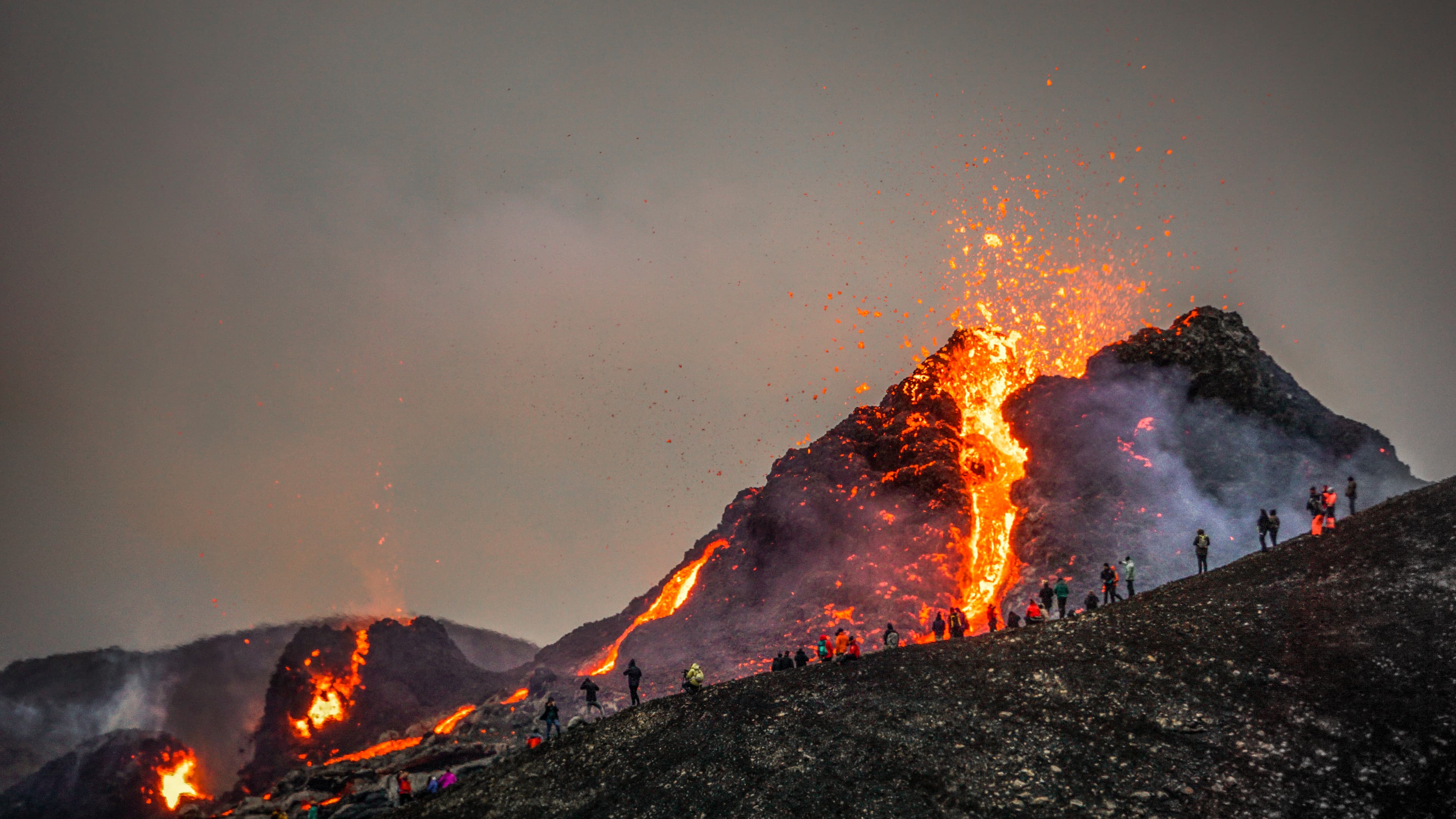 A small volcanic eruption at Mt Fagradalsfjall, Southwest Iceland - only about 30 km away from the capital of Reykjavík. The eruption began on the evening of March 19th and offers incredible scenes.