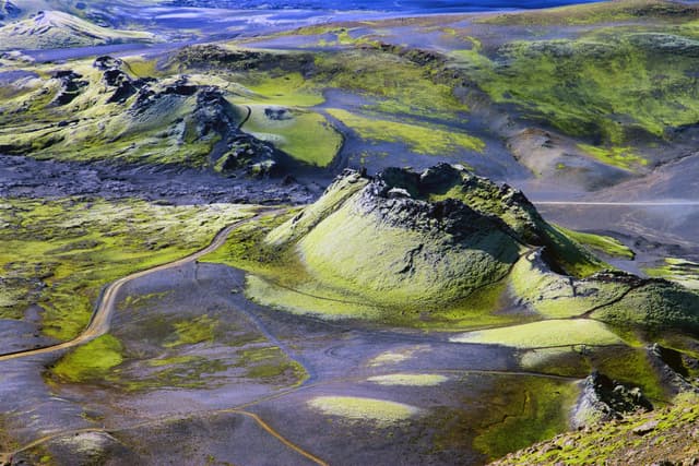 Vue aérienne sur les  Lakagigar en Islande