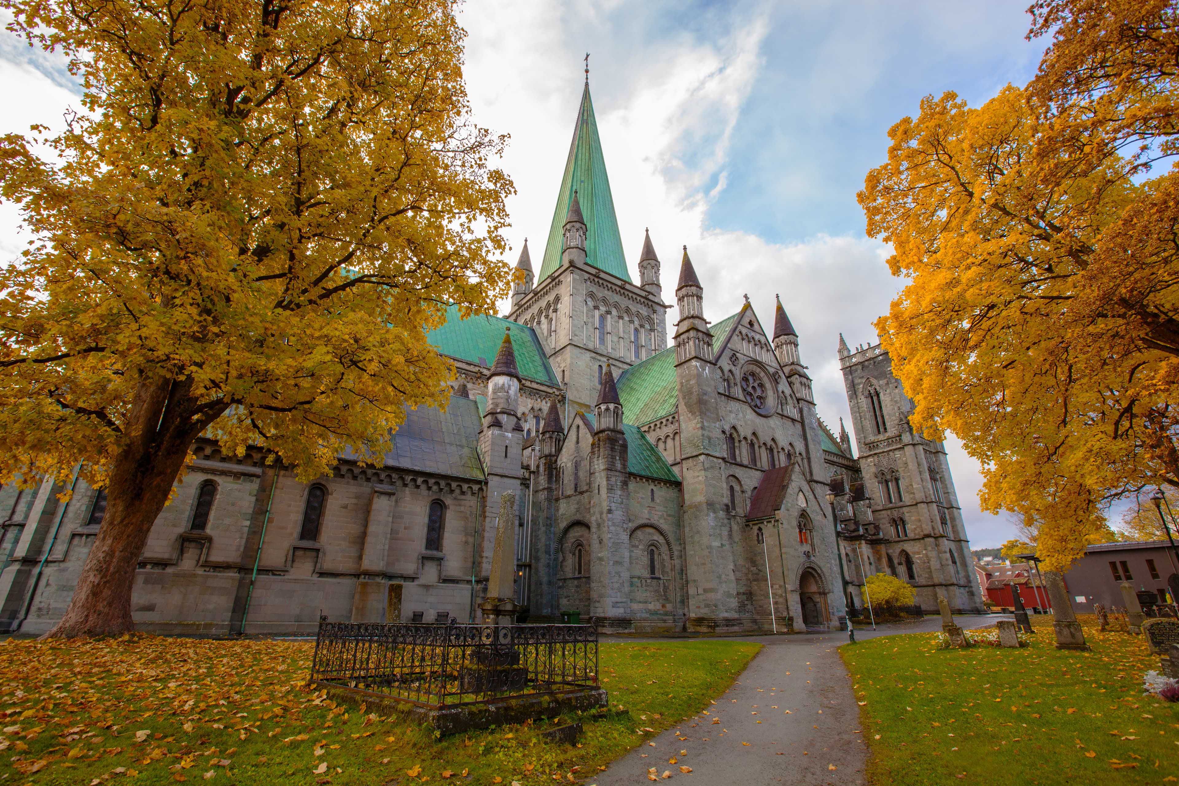 Nidaros Cathedral in autumn, Trondheim Norway Nidaros Cathedral in autumn, Trondheim Norway