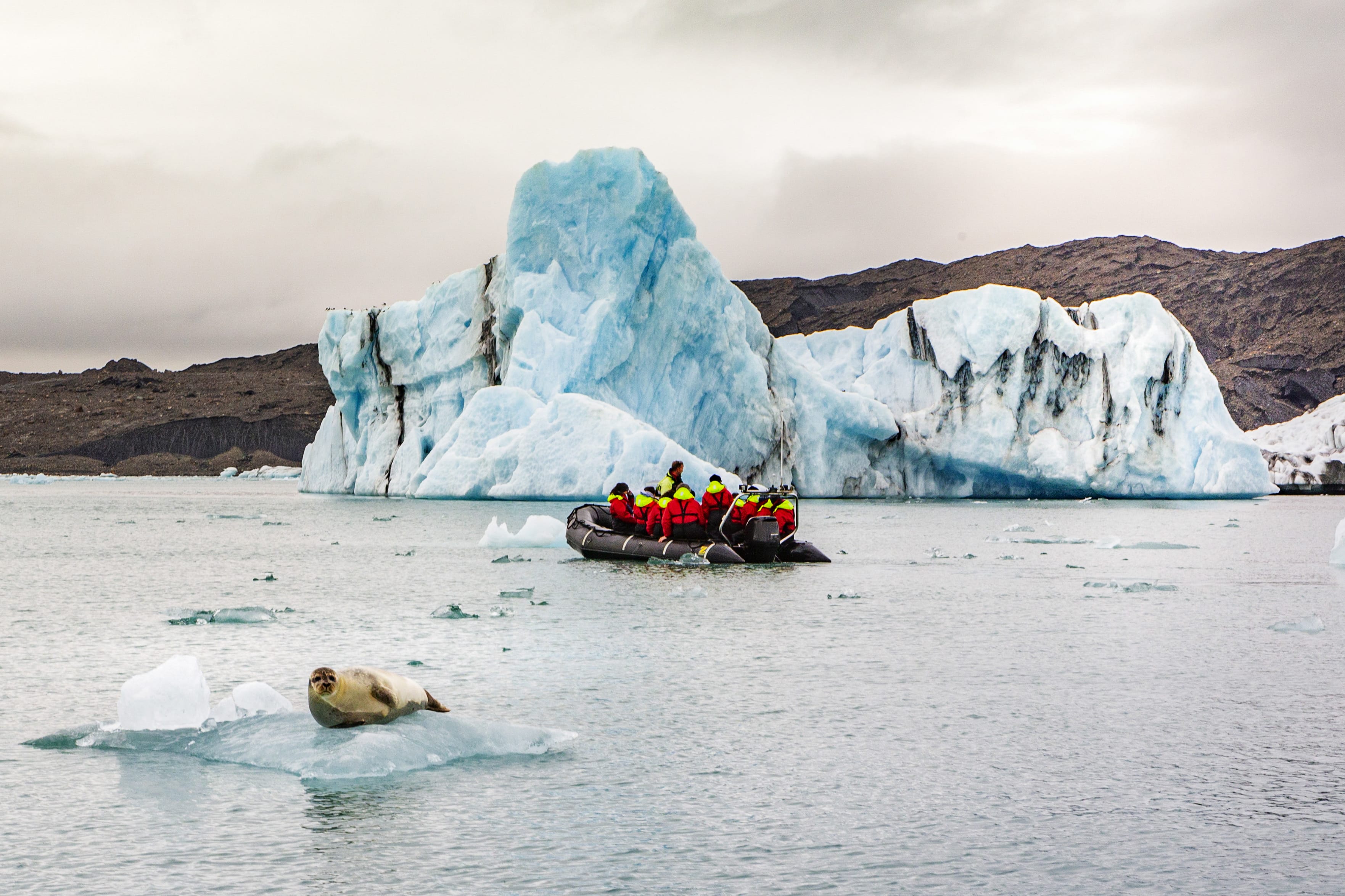 zodiac rubber boat on the Jokulsarlon glacier lake zodiac rubber boat on the Jokulsarlon glacier lake