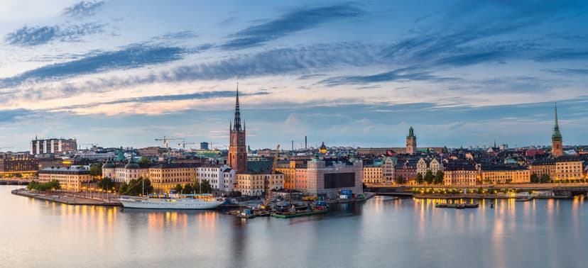 Scenic summer night panorama of the Old Town (Gamla Stan) architecture in Stockholm, Sweden Scenic summer night panorama of  Stockholm, Sweden