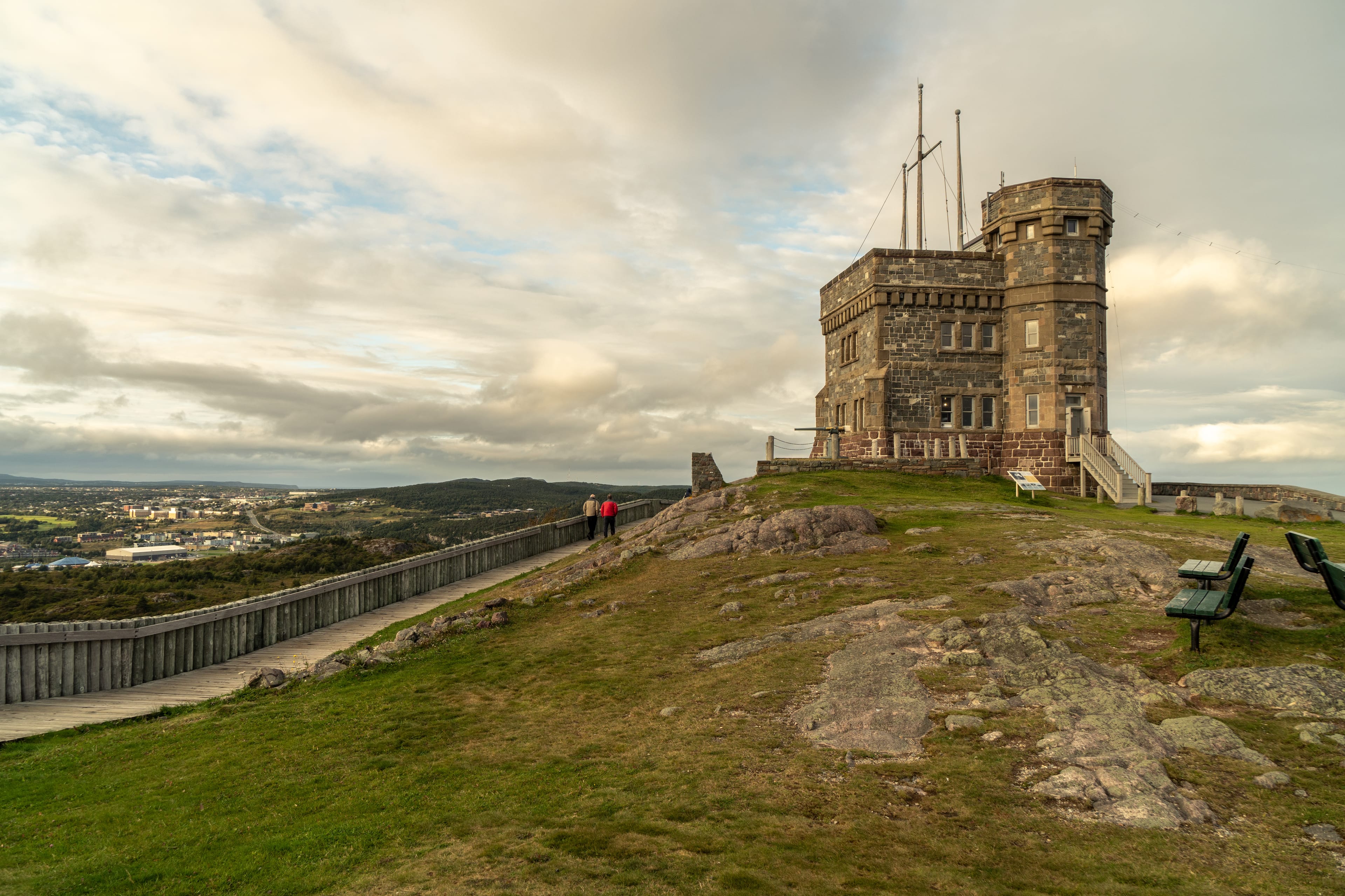Cabot Tower on top of Signal Hill was once used for flag mast signalling and by Marconi Wireless, Today it house a visitor center, St. John's Newfoundland, Canada Cabot Tower of Signal Hill at St. John's city