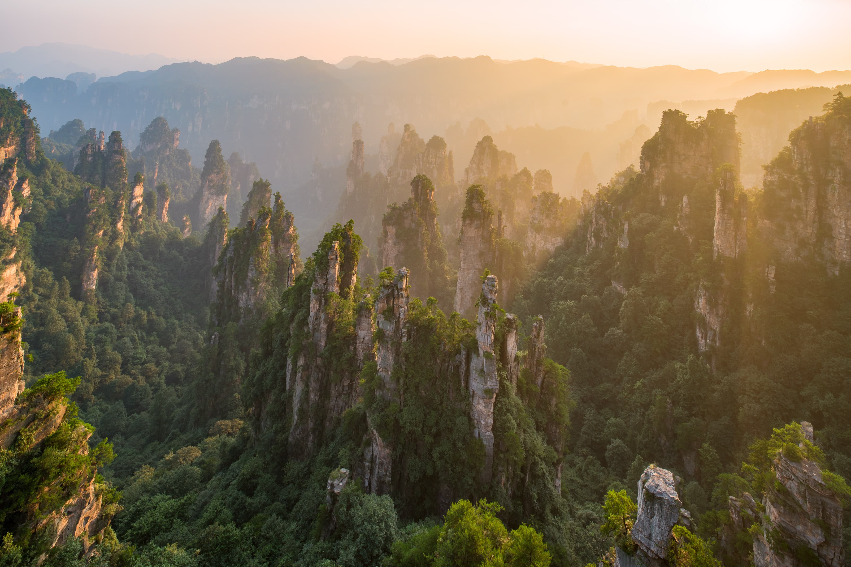 Tian Zi Mountain of Zhangjiajie National Forest Park at sunset, Hunan, China Zhangjiajie National Forest Park, Hunan, China