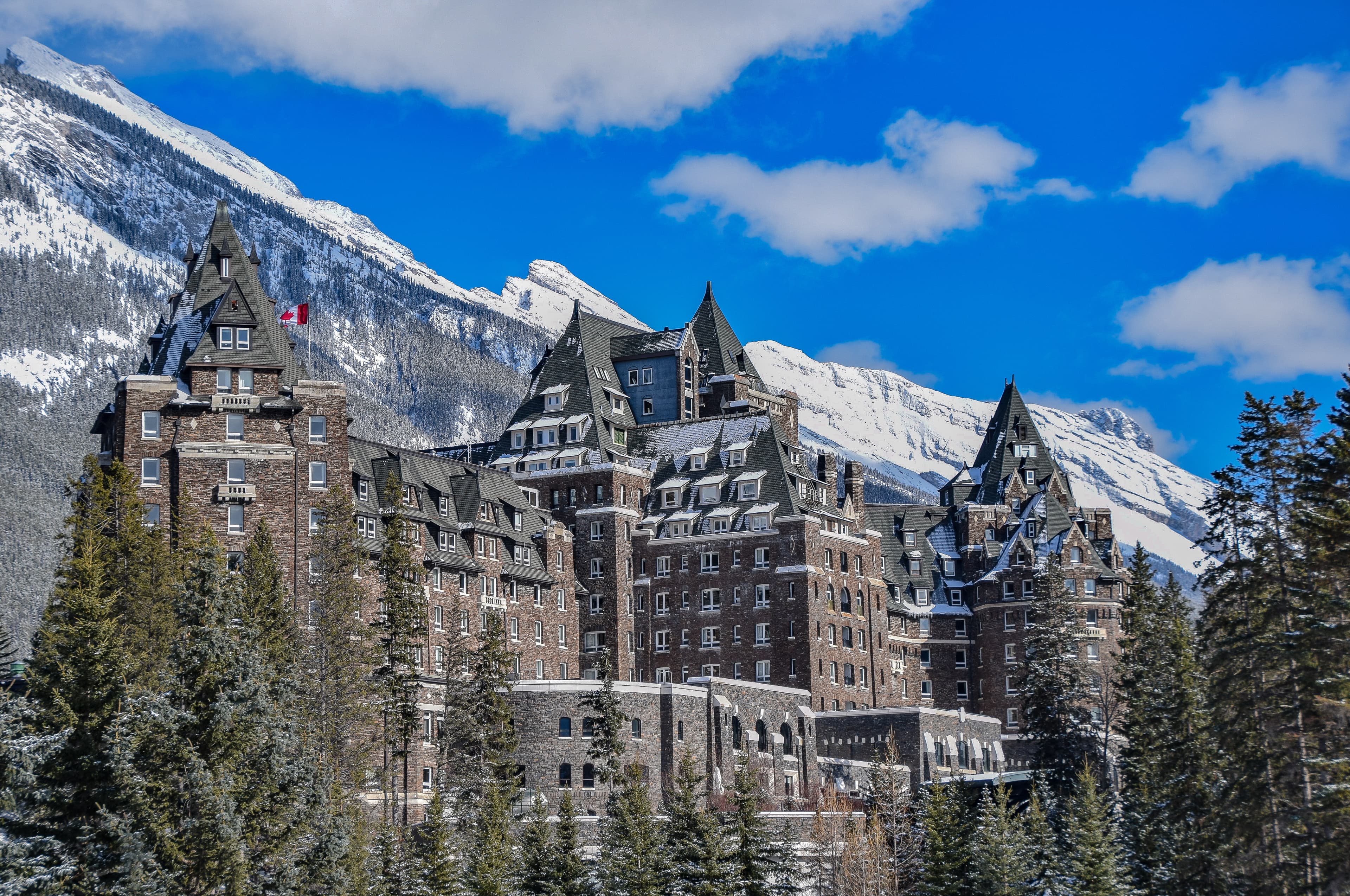 This Historic Hotel Was Built to House Tourists Arriving on the Trans Canada Railway. Historic Banff Springs Hotel in Banff, Canada