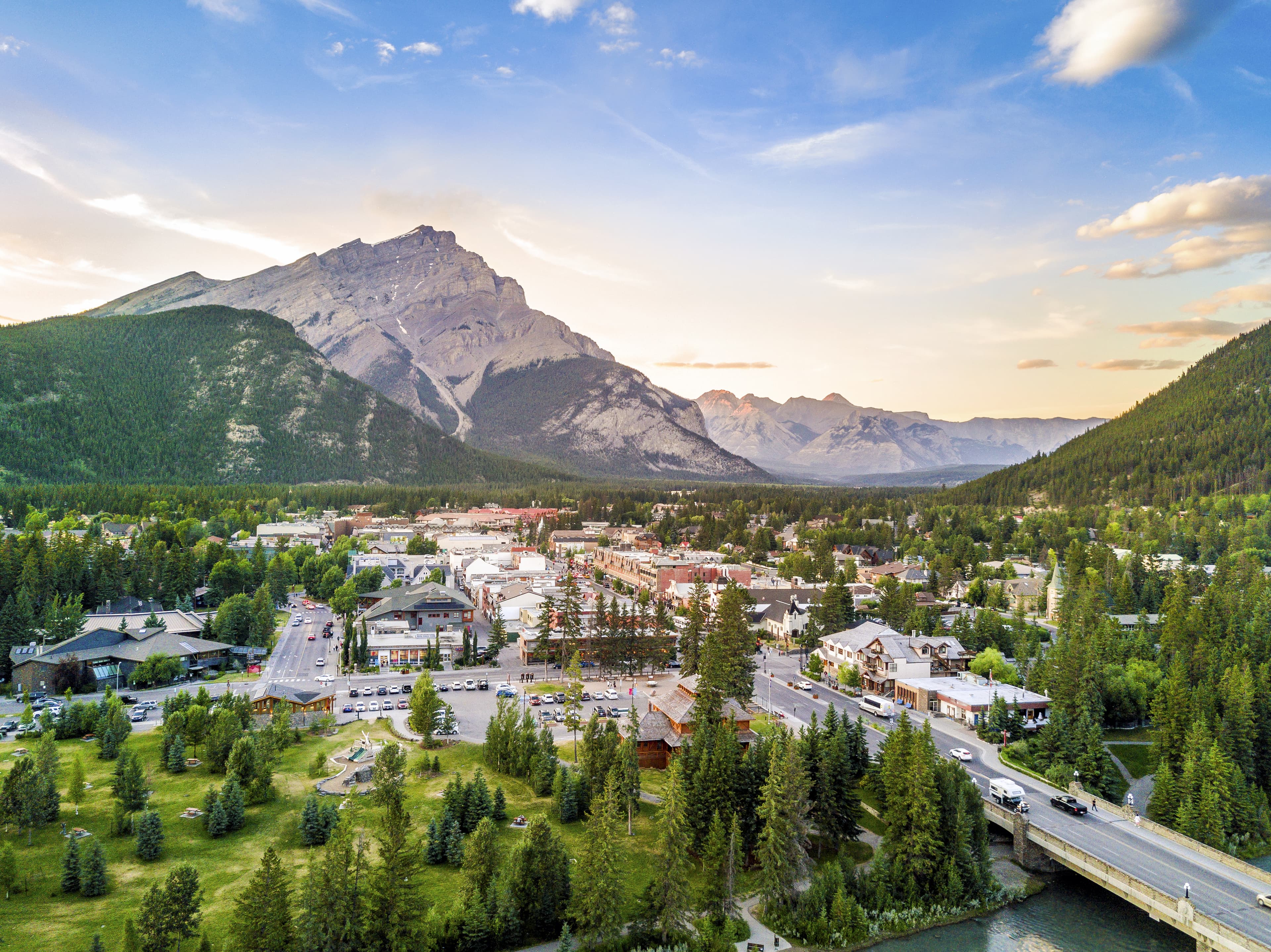 Amazing cityscape of Banff in canadian Rocky Mountains, Alberta,Canada Banff City Attraction 03