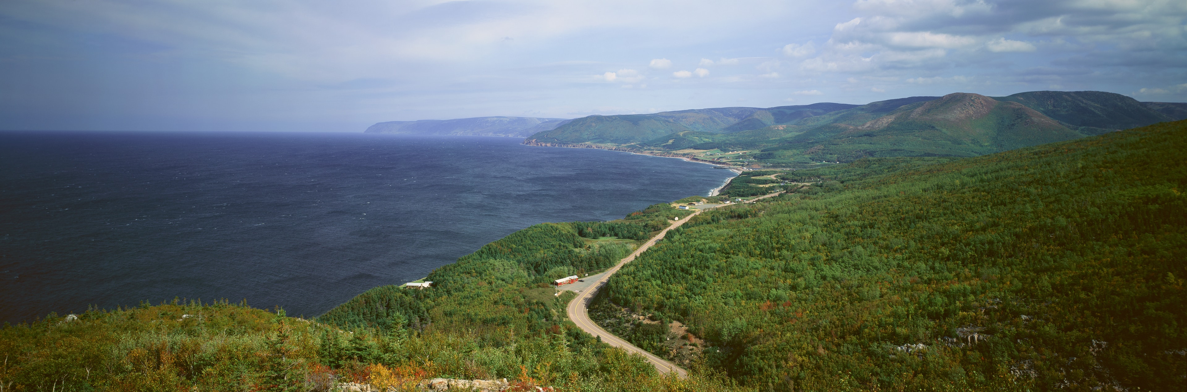 Panoramic view of Pleasant Bay in Cape Breton, Nova Scotia, Canada Nova Scotia Region 07