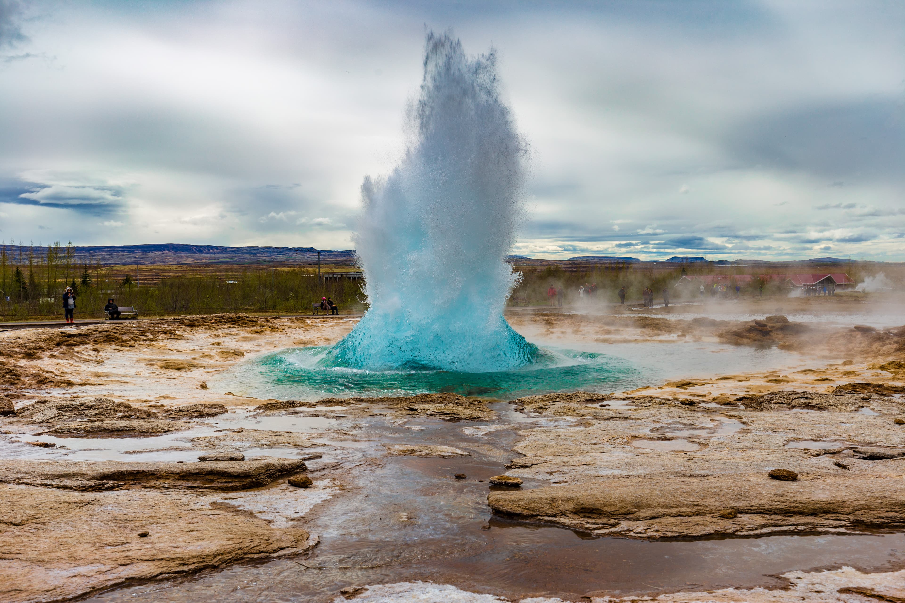 The Great Geysir erupting in spring, Iceland The Great Geysir erupting in spring, Iceland