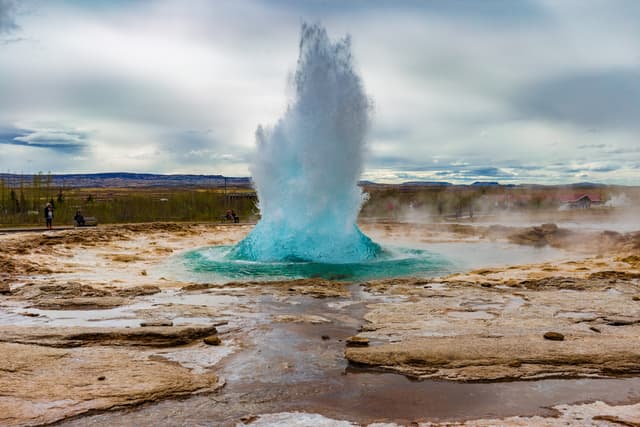 The Great Geysir erupting in spring, Iceland The Great Geysir erupting in spring, Iceland
