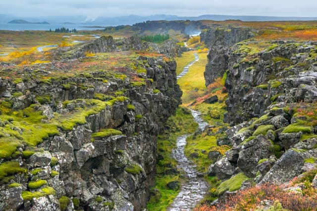 The Eurasian and North American tectonic plates -                Thingvellir National Park - Iceland