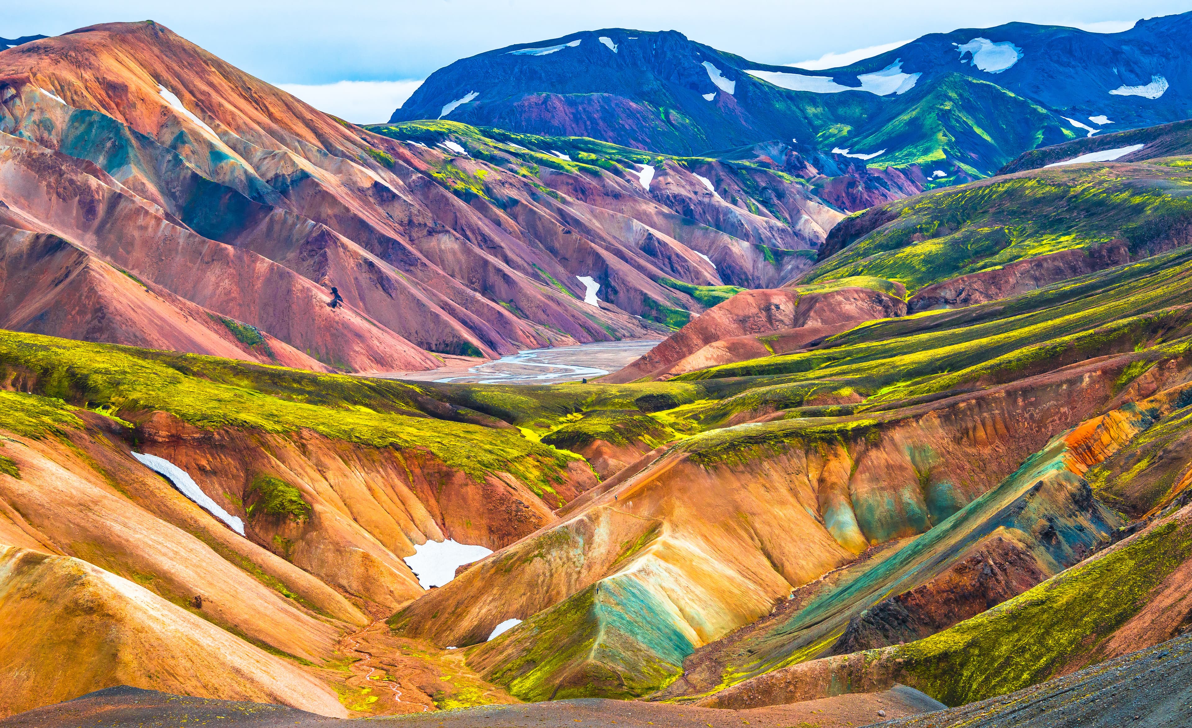Beautiful colorful volcanic mountains Landmannalaugar in Iceland, summer time Beautiful colorful volcanic mountains Landmannalaugar in Iceland