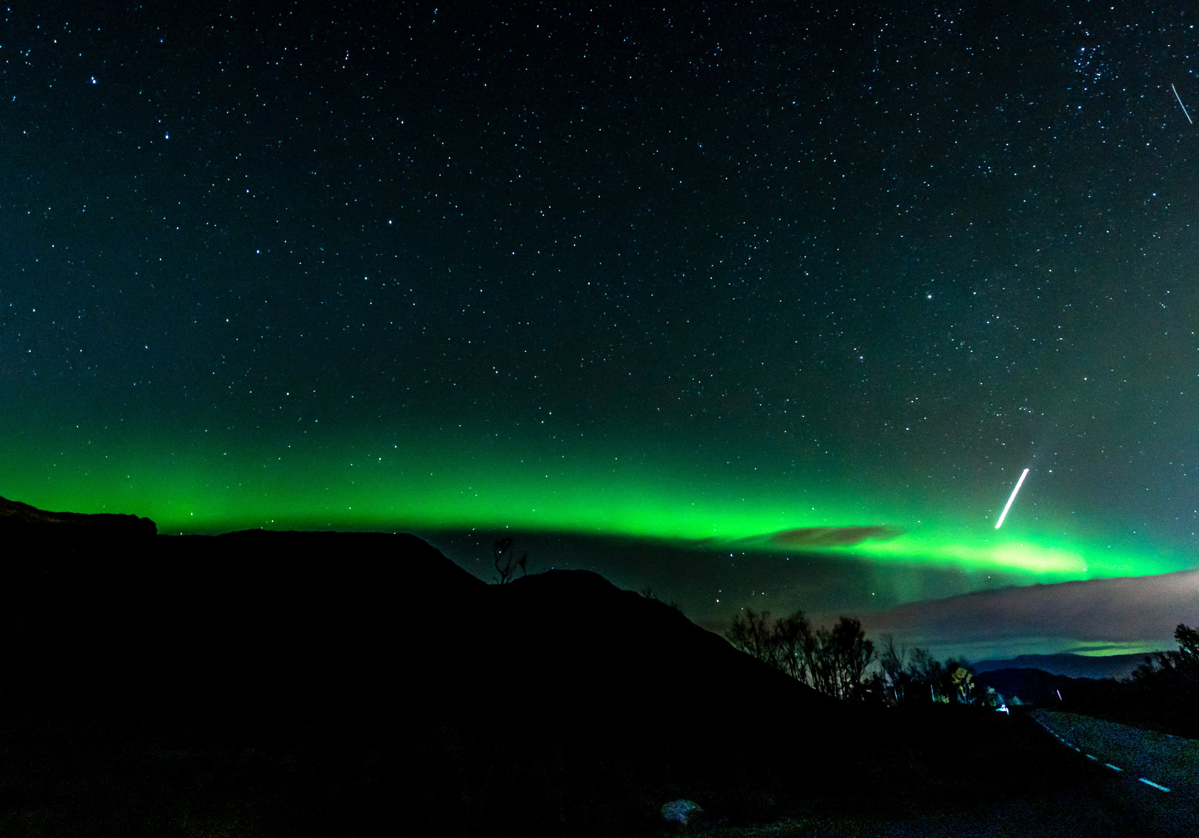 Northern lights in the mountains of Norway. Troms