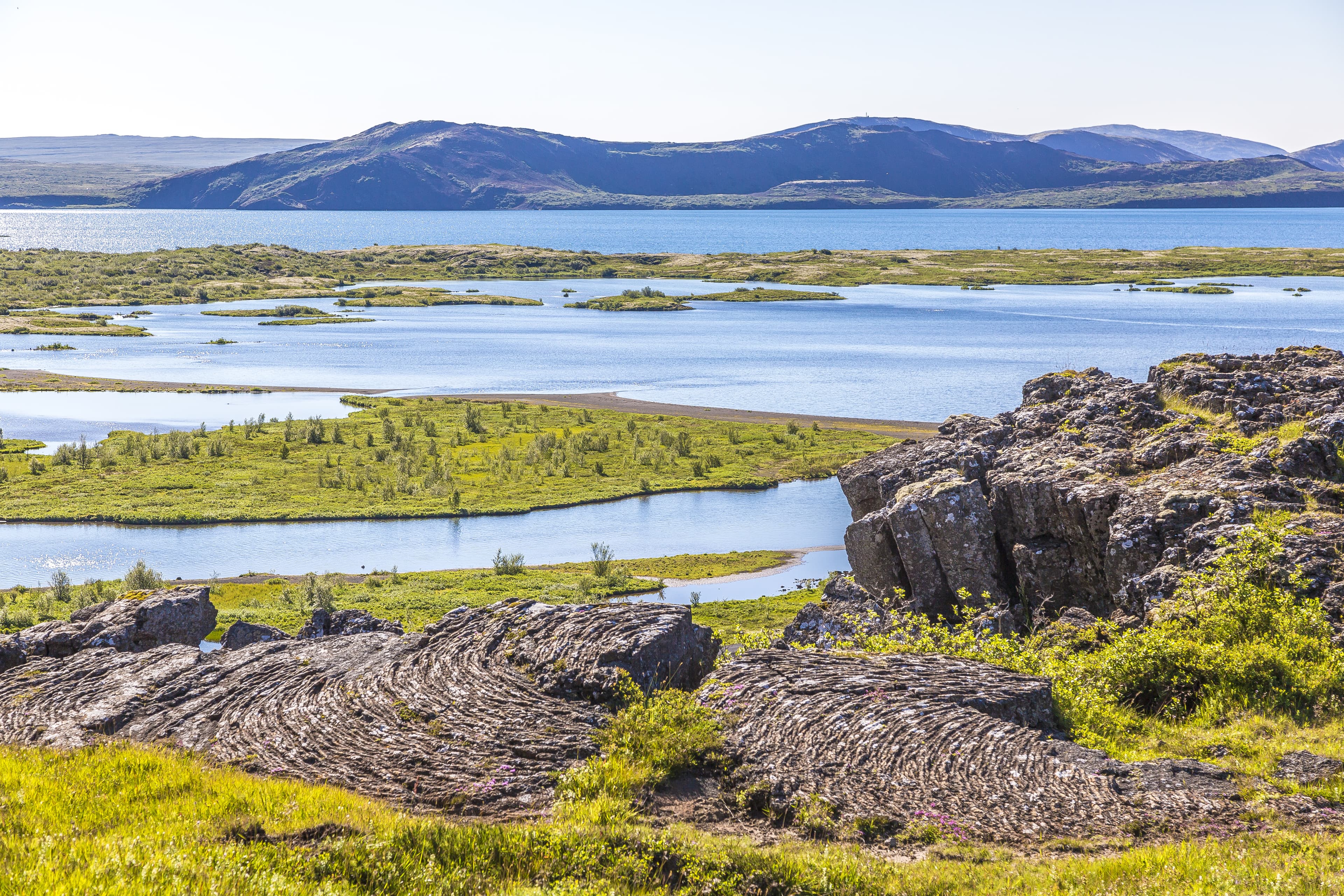 Game of Thrones shooting location Thingvellir National Park in Iceland with sunny sky in summer 2017