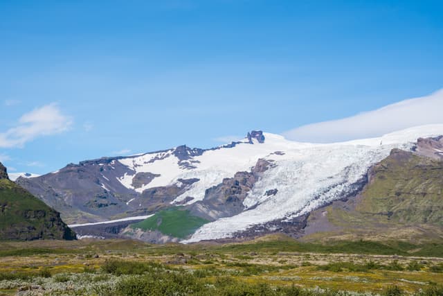 Falljokull and virkisjokull glaciers in Vatnajokull National park on a sunny summer day Falljokull and virkisjokull glaciers in Vatnajokull National park