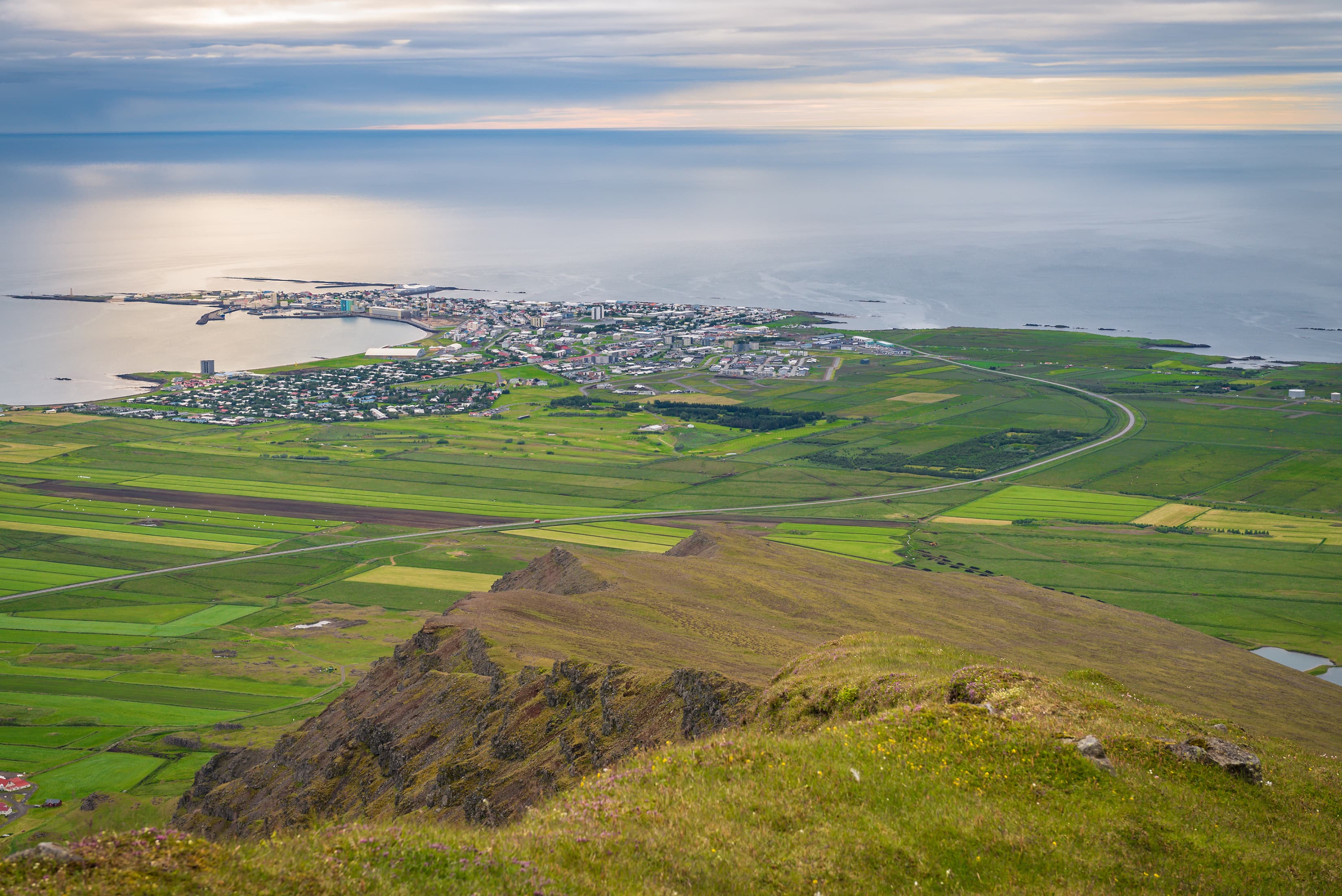 Akranes landscape seen from Akrafjall mountain Akranes landscape seen from Akrafjall mountain
