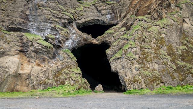Vik, Iceland, June 11, 2018. Hjorleifshofdi cave, Iceland on June 11, 2018. Vik, Iceland, June 11, 2018. Hjorleifshofdi cave, Iceland on June 11, 2018.