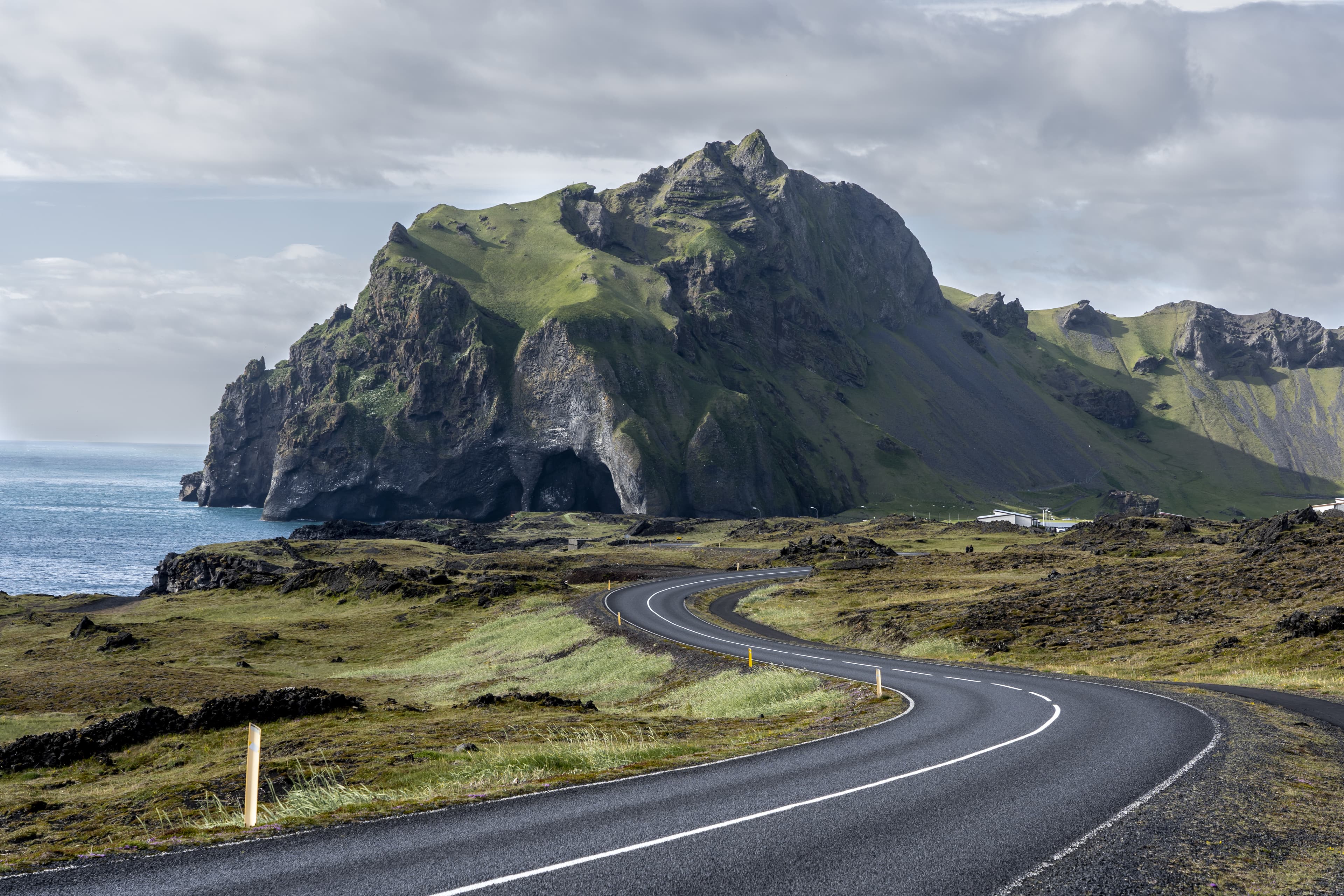 A Road on the Westman Islands Iceland Vestmannaeyjar Heimaey s-curve Road