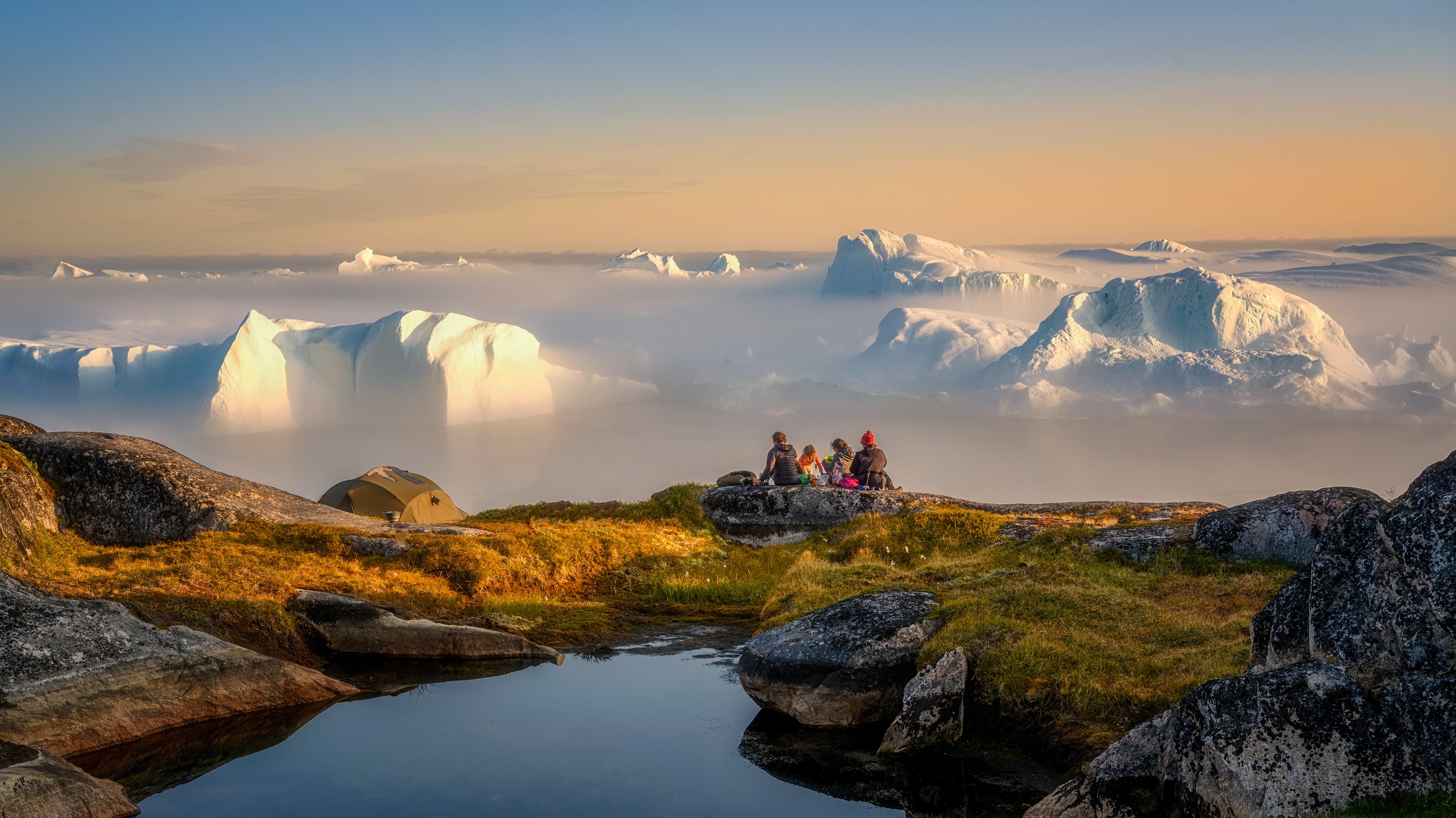 Greenland Ilulissat glaciers at fjord Disco Bay West Greenland Greenland Ilulissat glaciers at ocean