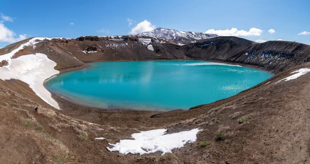 Viti crater geothermal lake and Oskjuvatn lake in Askja caldera, highlands of Iceland geothermal-lake-askja-caldera-iceland