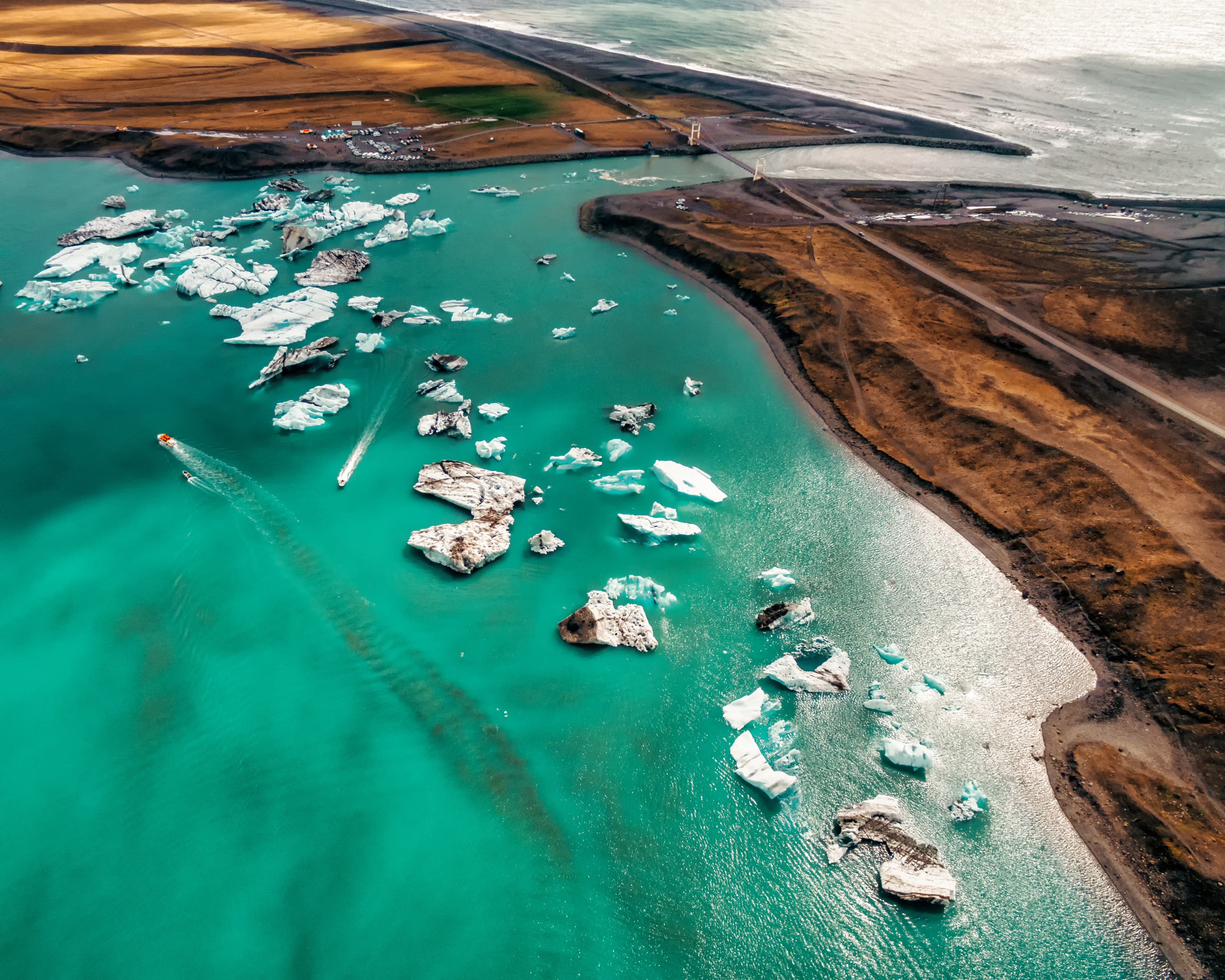 jokulsarlon Glacier Lagoon from above