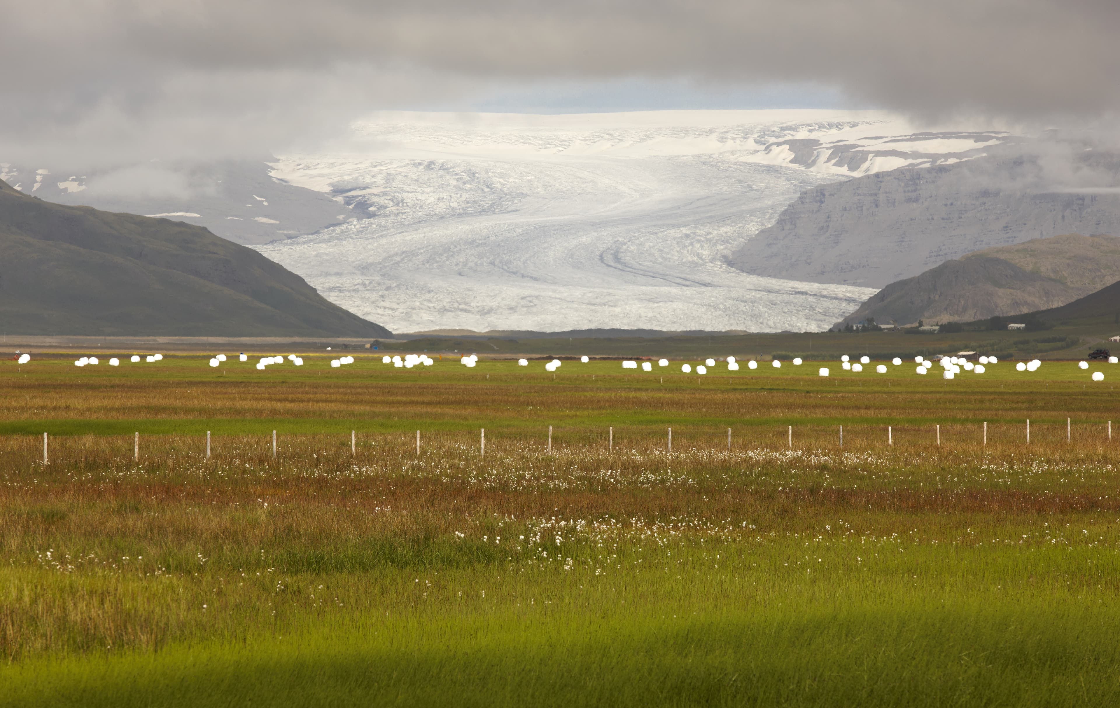 Plain formed by Flaajokul glacier and field in Iceland Iceland. Southeast area. Flaajokul glacier and field.