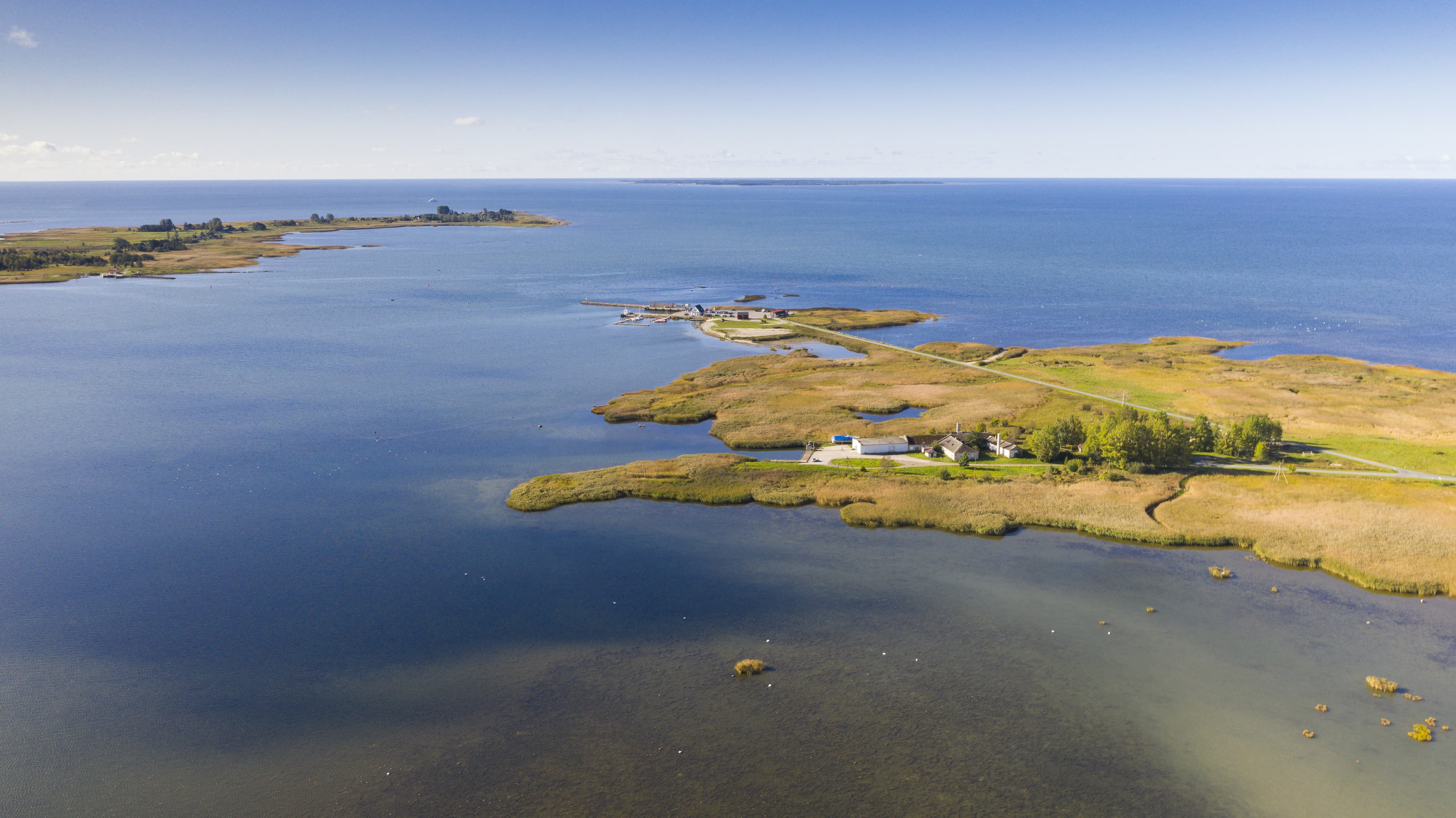An aerial shot of Kihnu island in Estonia Aerial shot of Kihnu island in Estonia