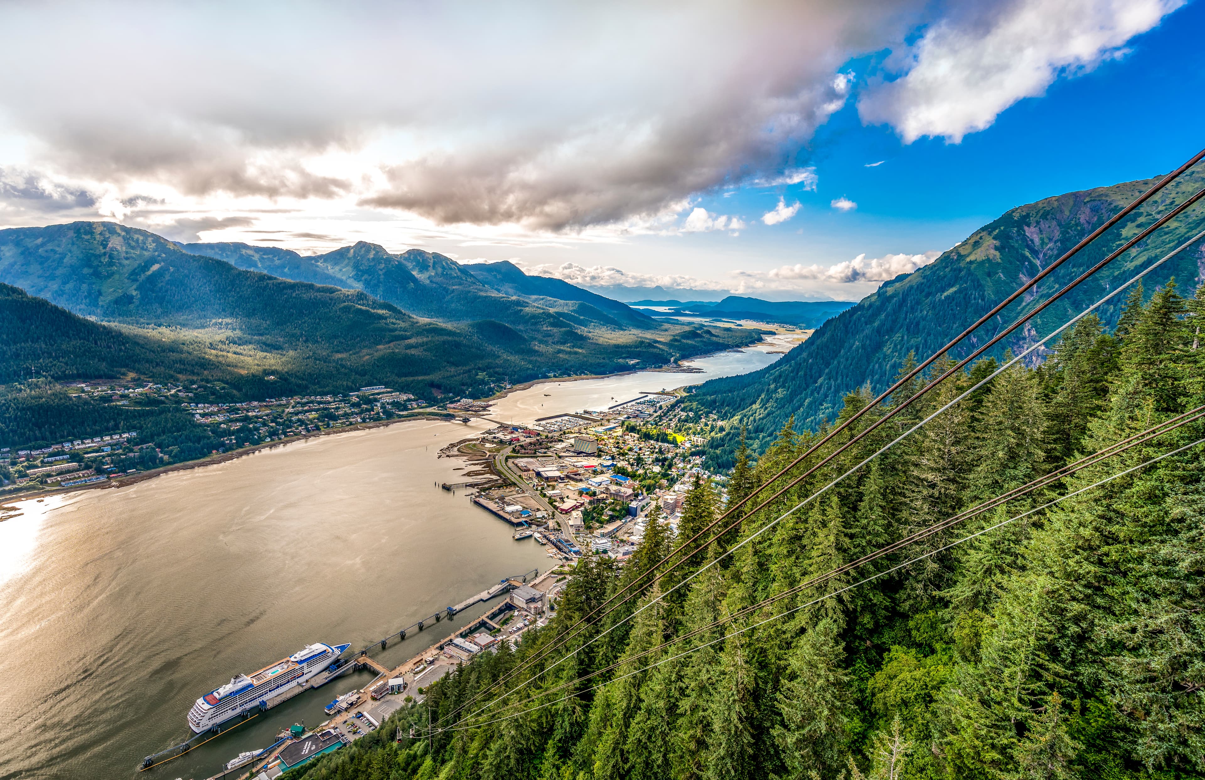 Juneau, Alaska: Landscape of mountains and Juneau city Juneau, Alaska: Landscape of mountains and Juneau city