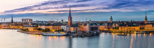 Scenic summer night panorama of the Old Town (Gamla Stan) architecture in Stockholm, Sweden Scenic summer night panorama of  Stockholm, Sweden