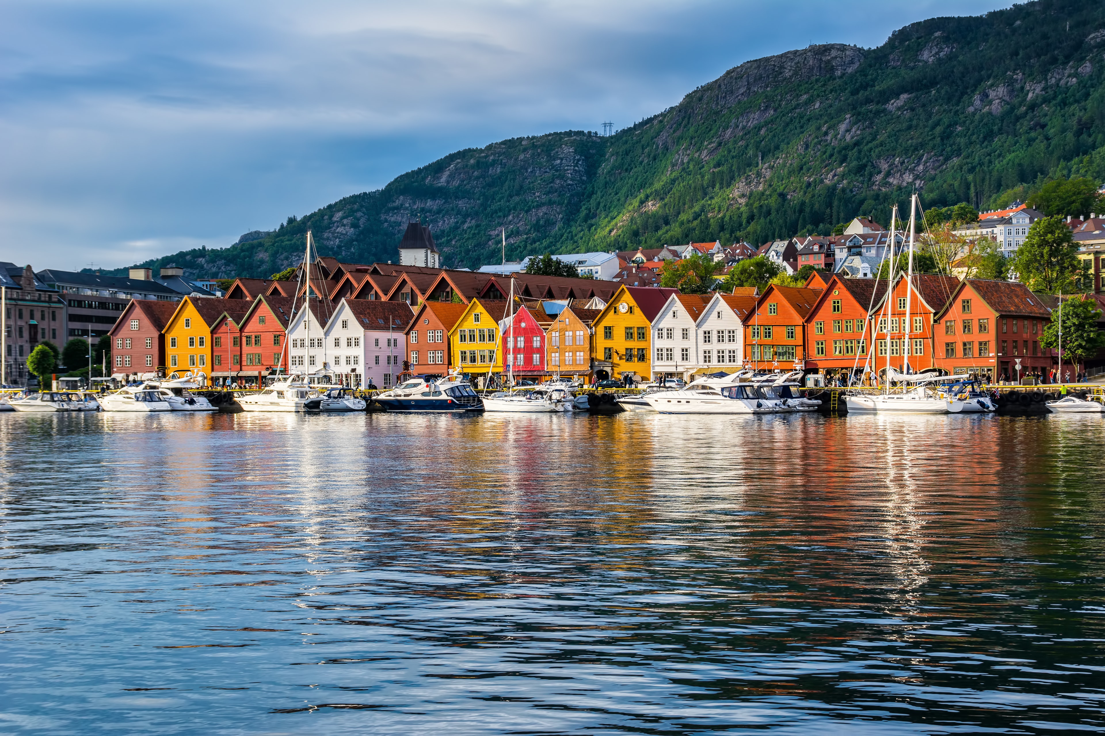 Bergen, Norway. View of historical buildings in Bryggen- Hanseatic wharf in Bergen, Norway. UNESCO World Heritage Site Bergen, Norway. View of historical buildings in Bryggen- Hanseatic wharf in Bergen, Norway. UNESCO World Heritage Site